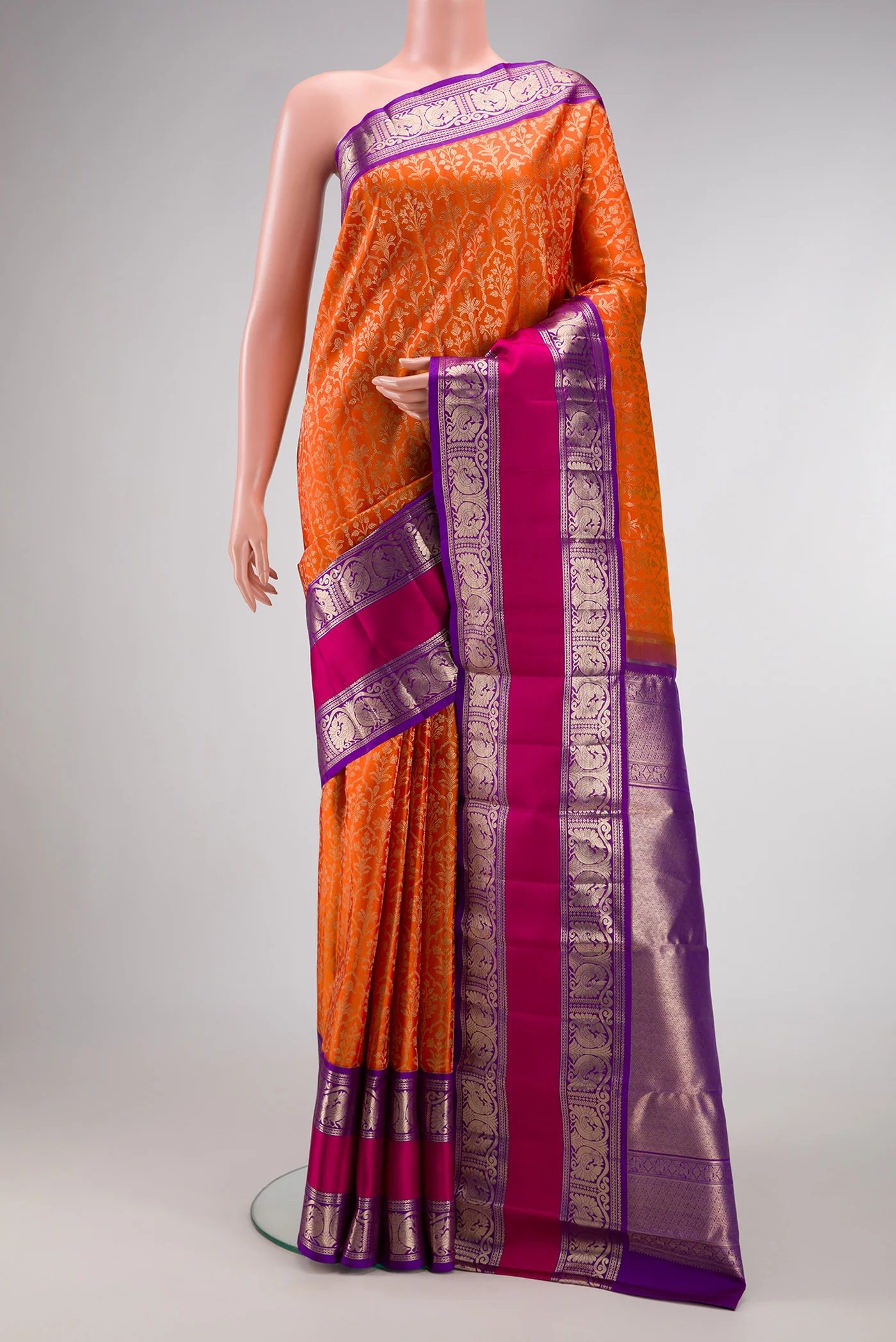 Orange Kanchipuram Silk Saree