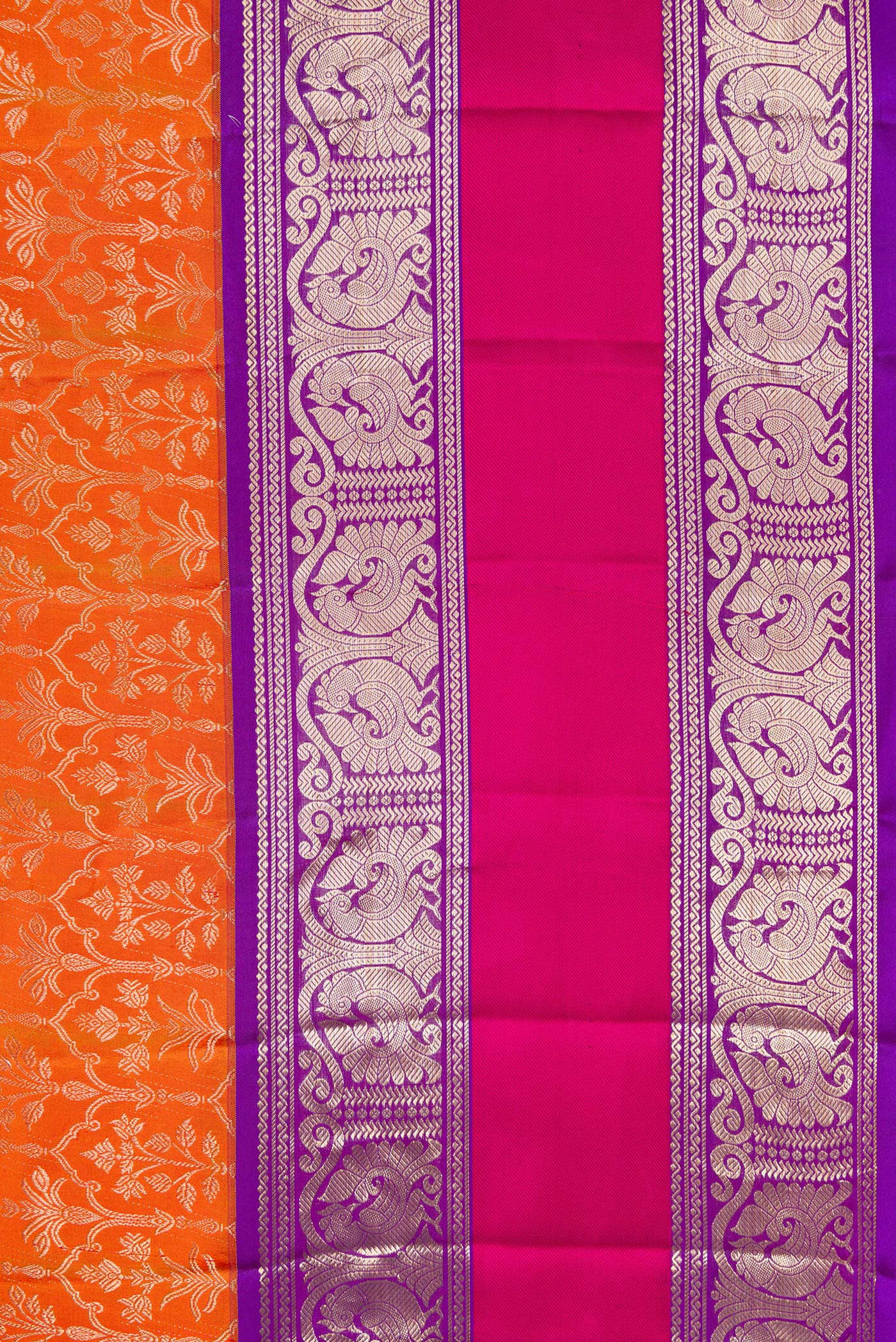 Orange Kanchipuram Silk Saree - Image 3