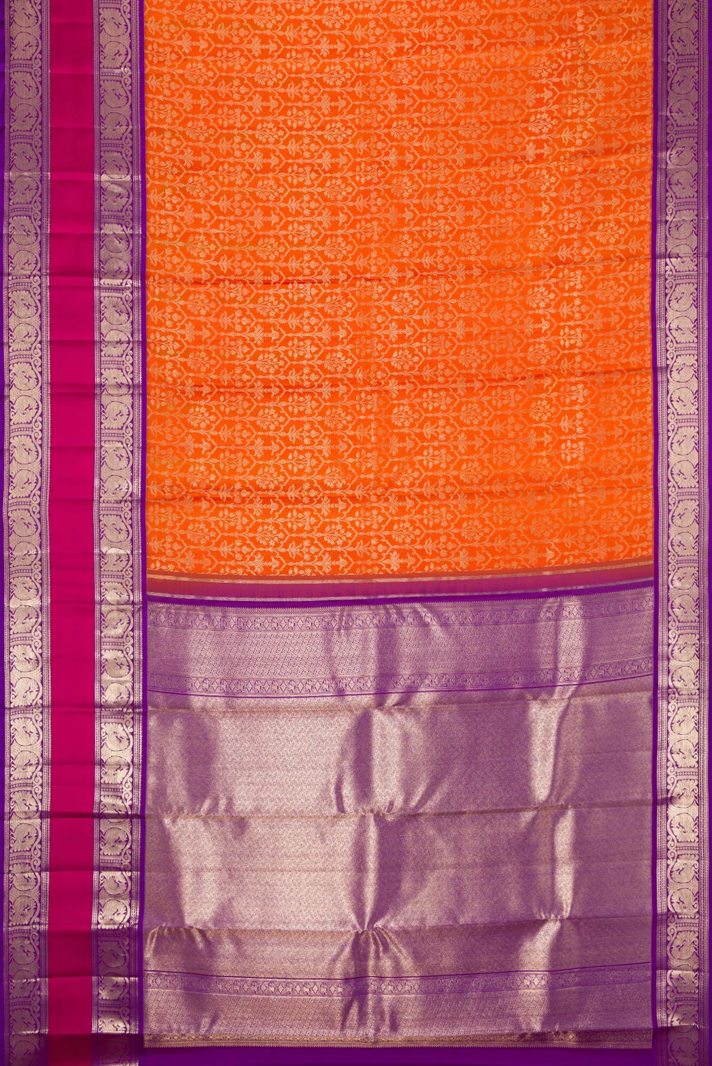 Orange Kanchipuram Silk Saree - Image 6