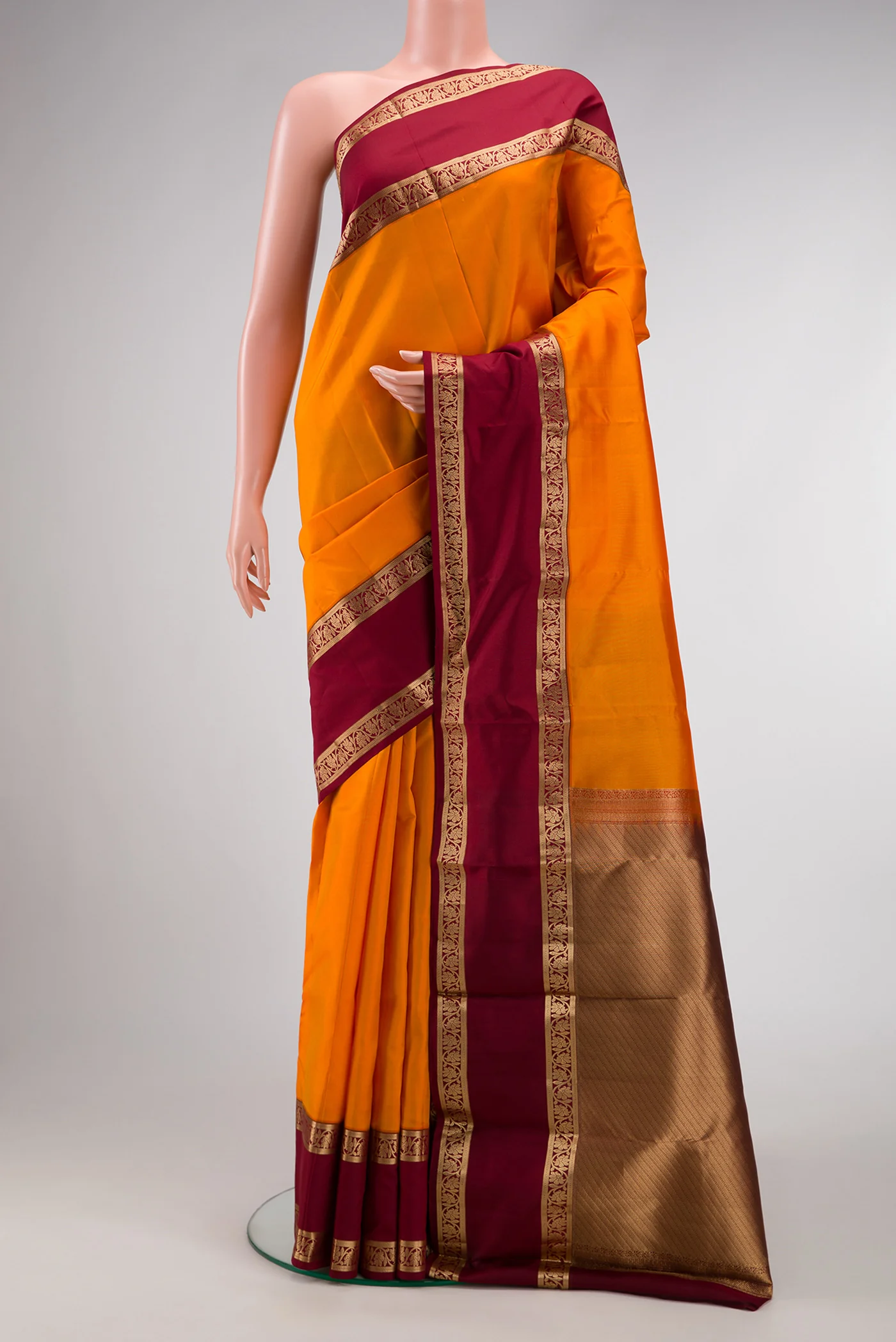 Orange Kanchipuram Silk Saree