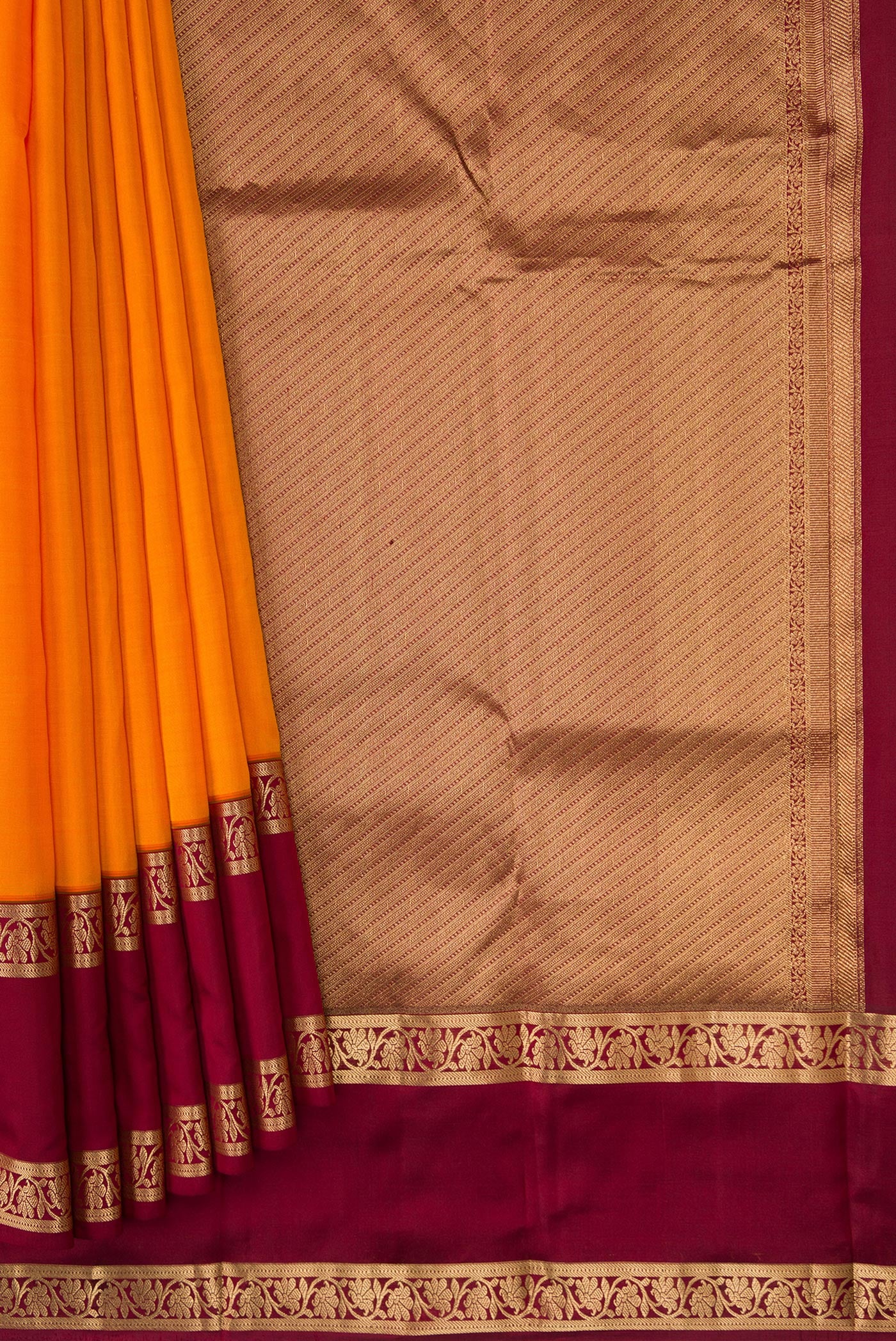 Orange Kanchipuram Silk Saree - Image 4