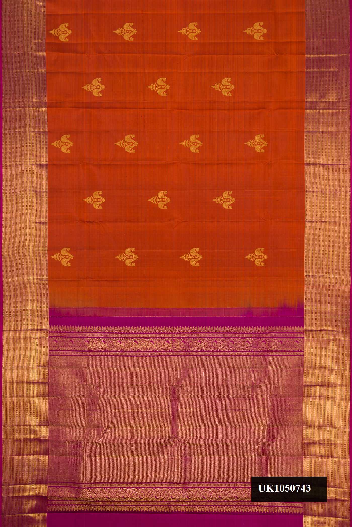 Orange Dual Tone Kanchipuram Silk Saree