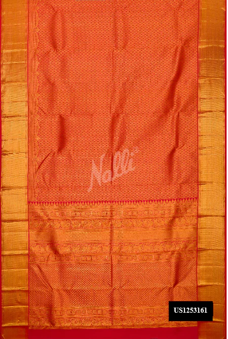 Orange Dual Tone Kanchipuram Silk Saree