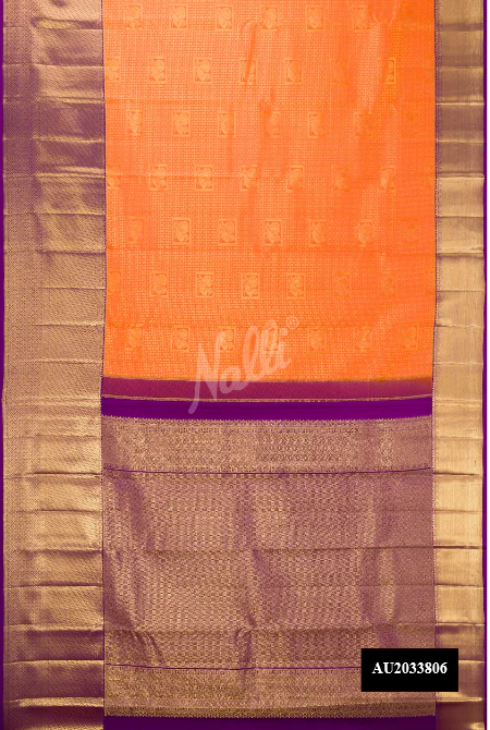 Orange Dual Tone Kanchipuram Silk Saree