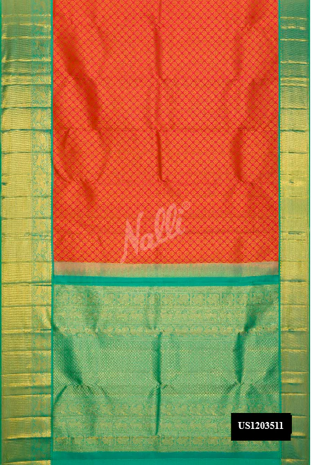 Orange Dual Tone Kanchipuram Silk Saree