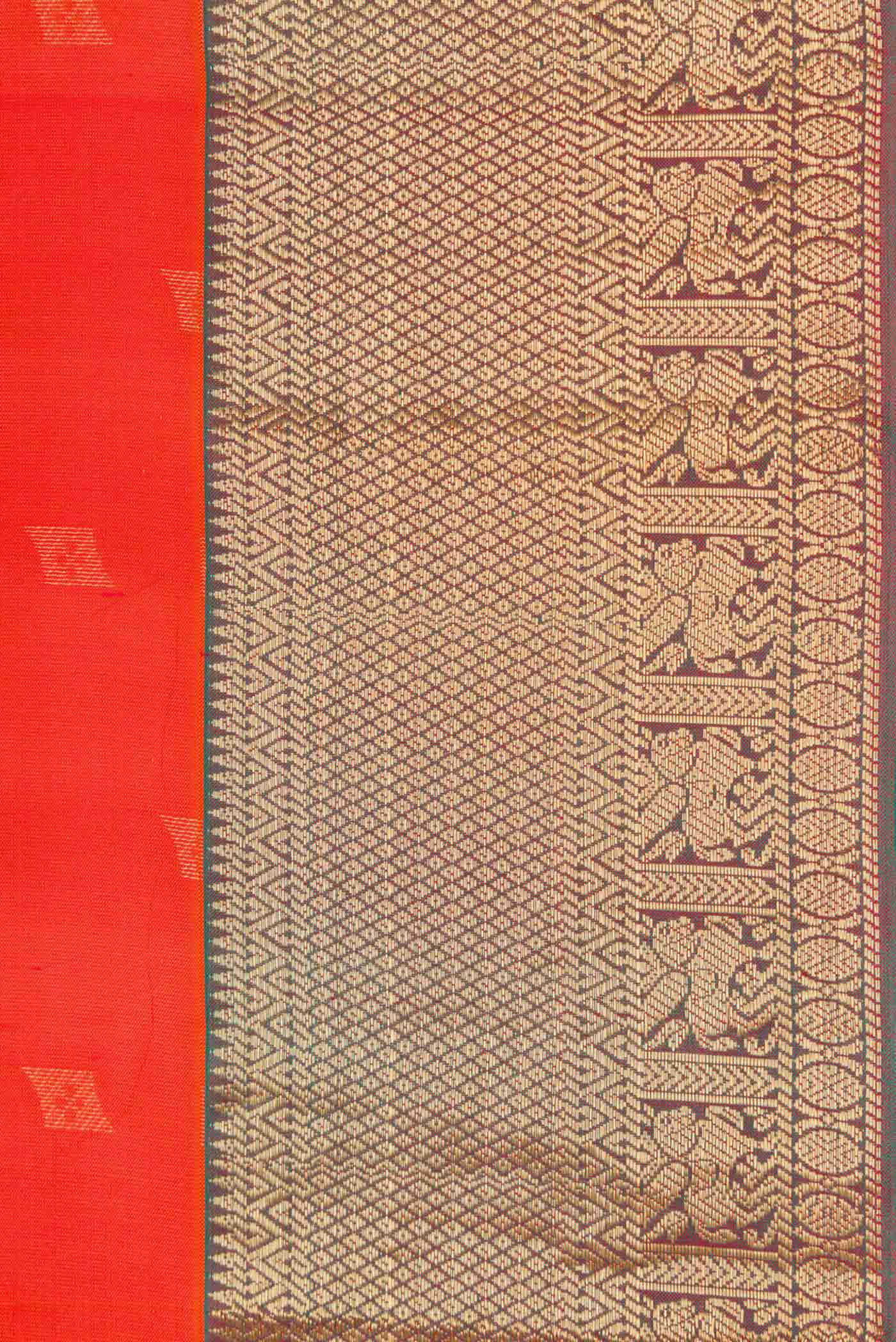 Orange Dual Tone Kanchipuram Silk Saree - Image 3