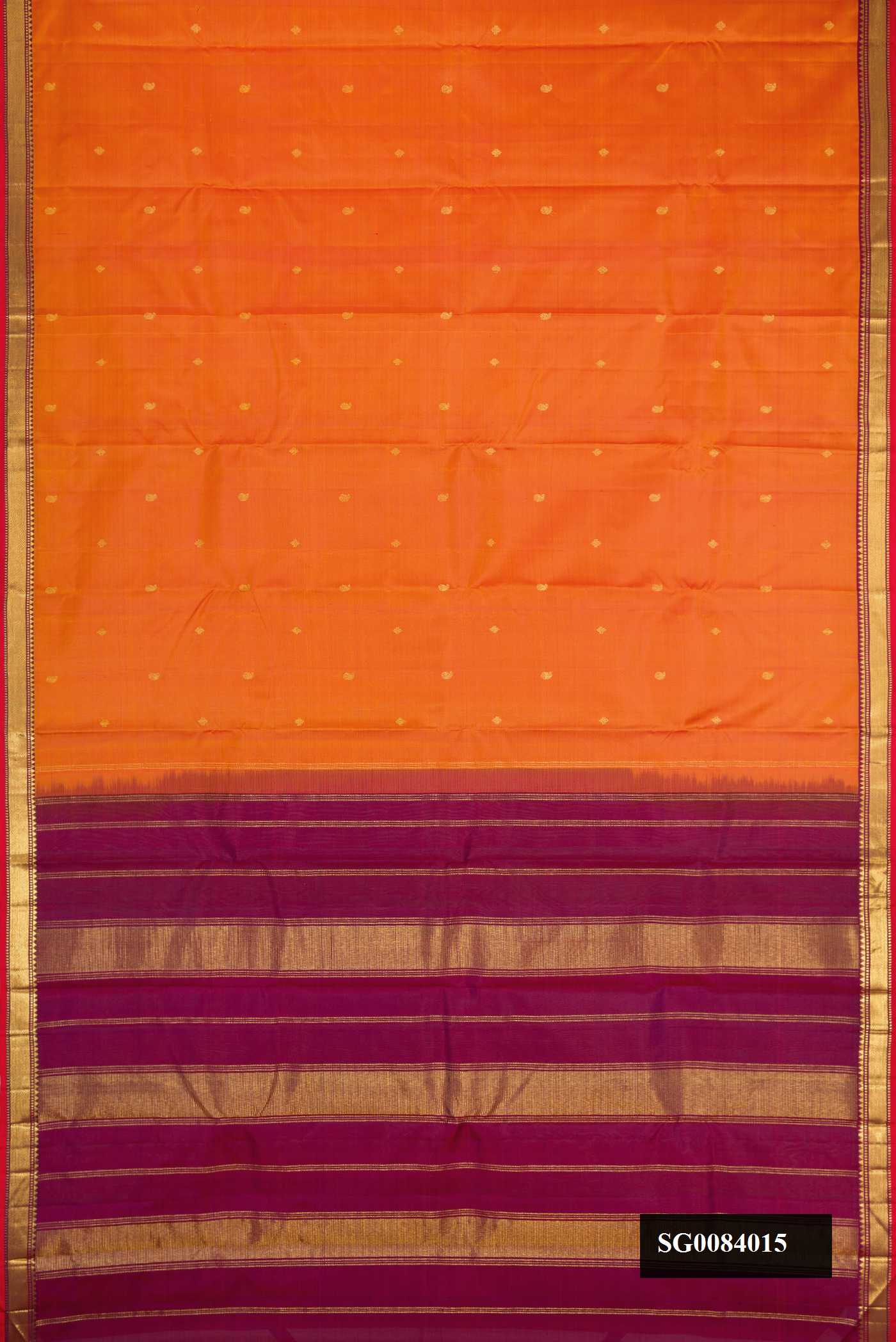 Orange Dual Tone Kanchipuram Silk Saree
