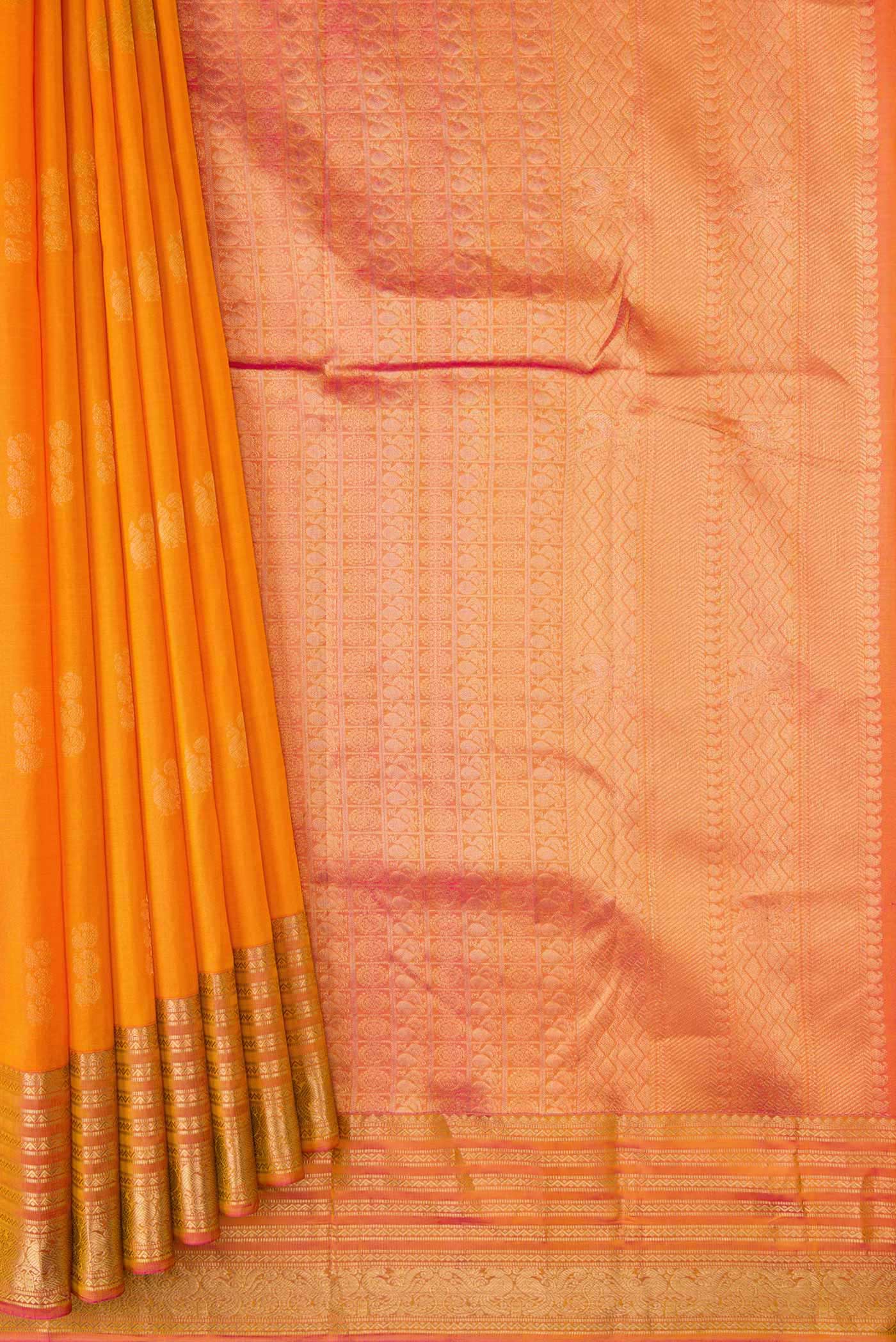 Yellow Kanchipuram Silk Saree - Image 4