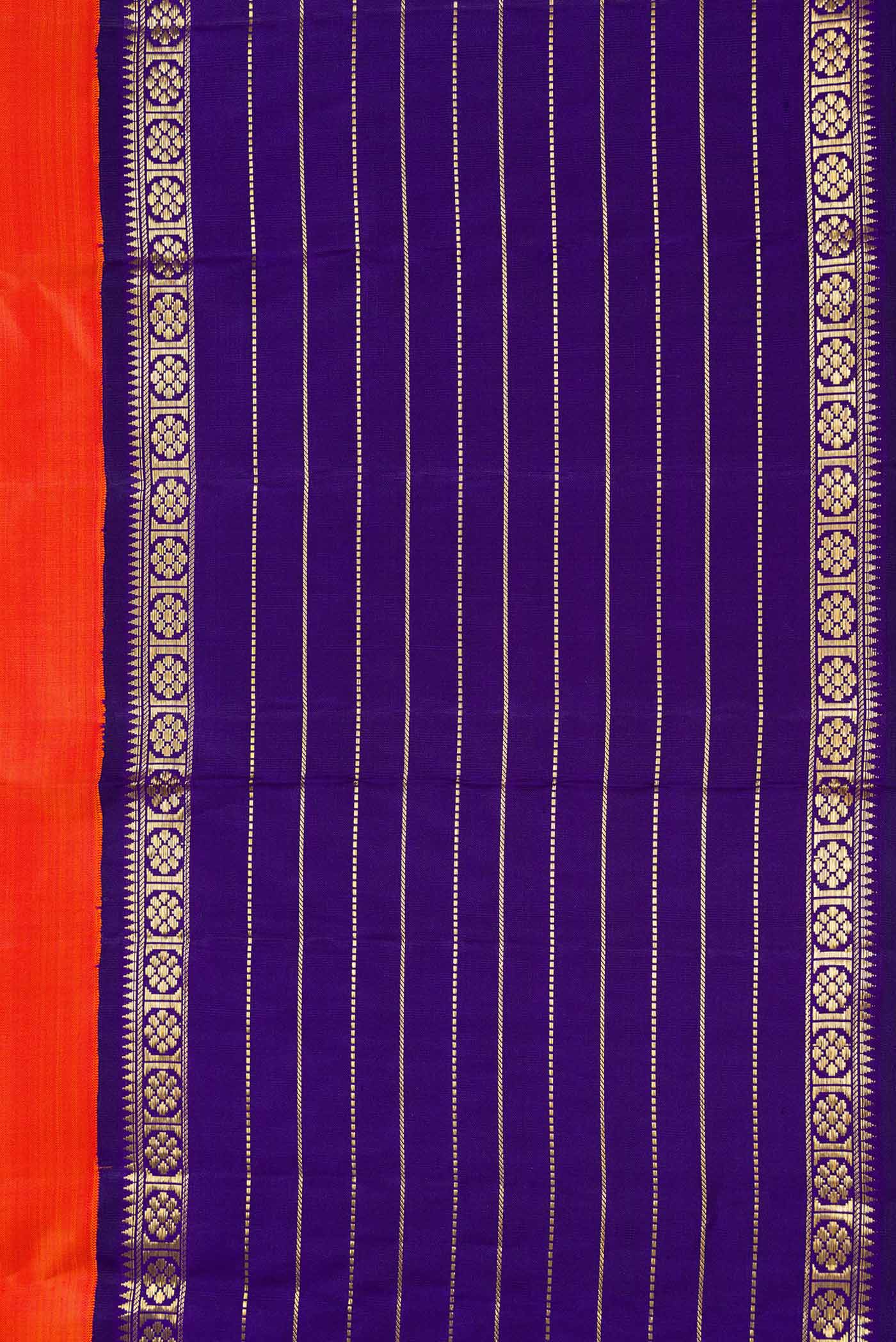 Orange Dual Tone Kanjivaram Silk Saree - Image 3