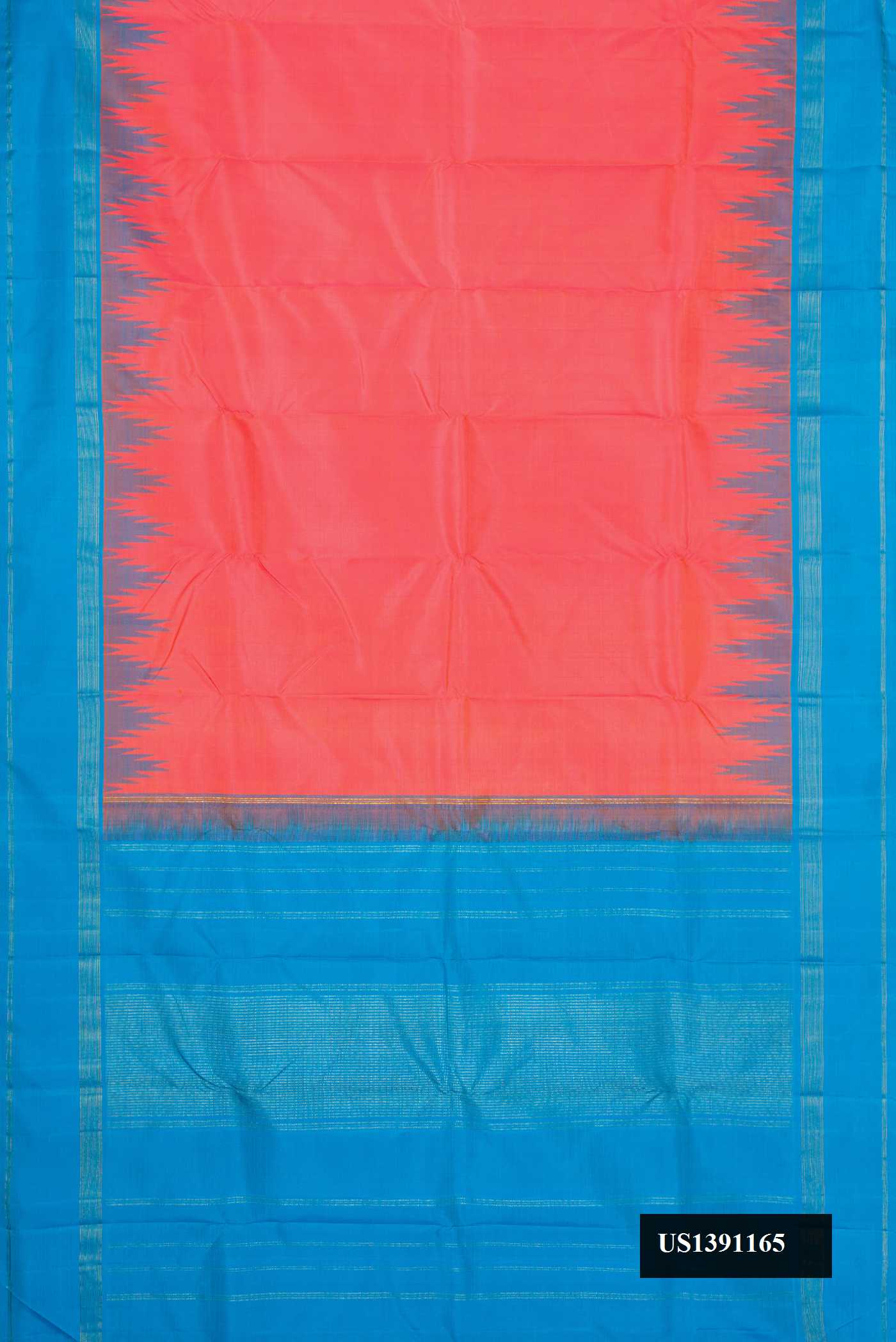 Orange Dual Tone Kanchipuram Silk Saree