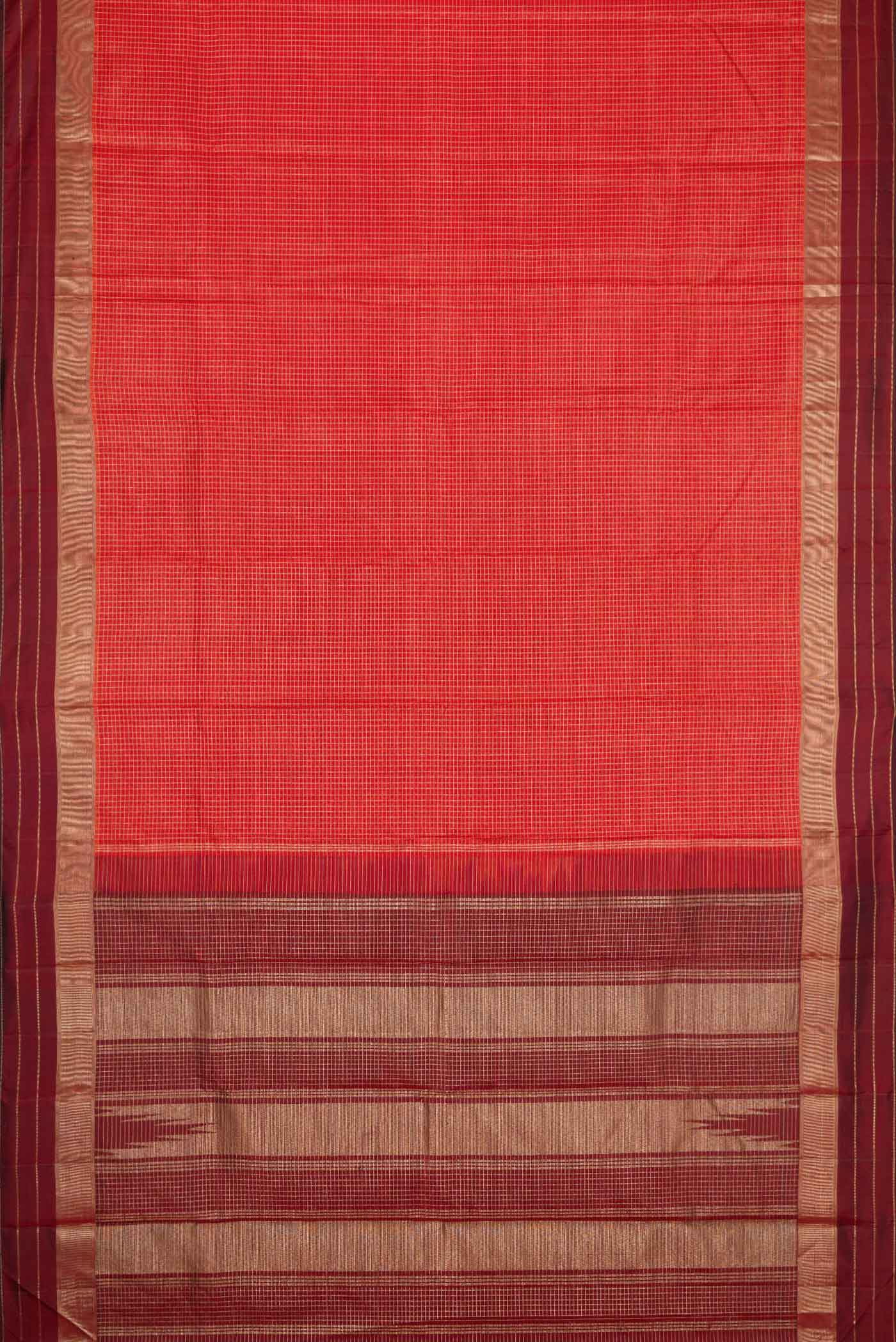 Orange Kanchipuram Silk Saree - Image 6
