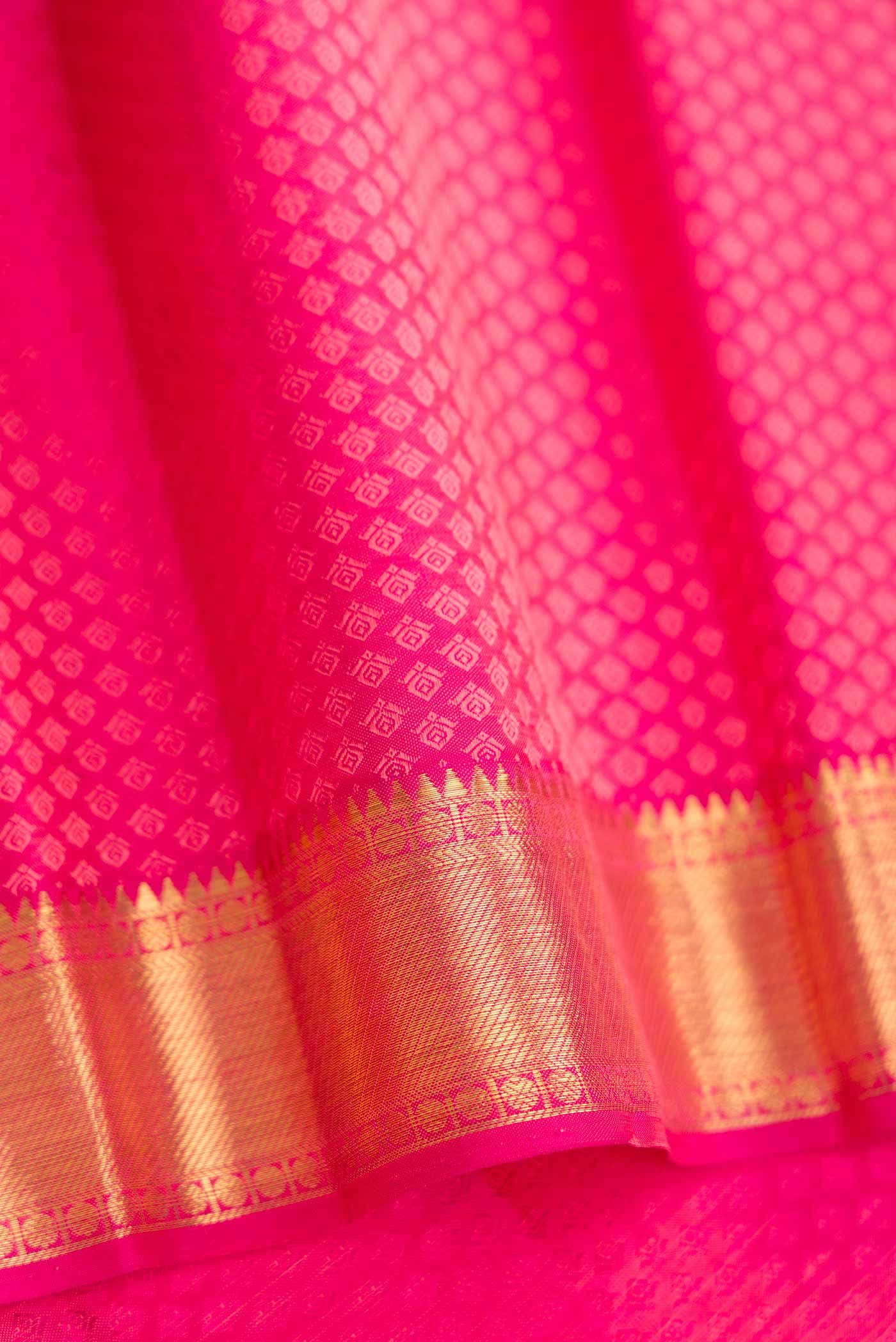 Pure Silk Pure Zari Coral Dual Tone Kanchipuram Saree - Image 6