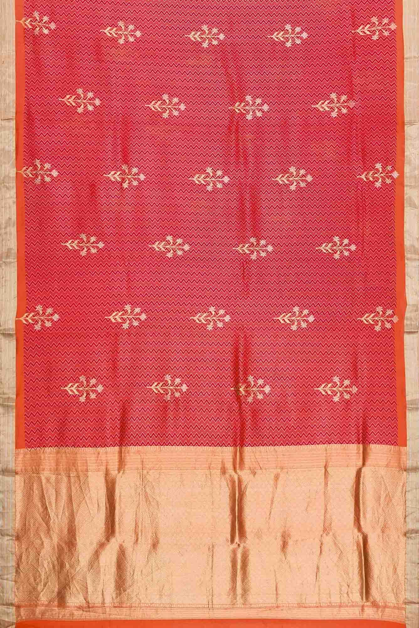 Orange Dual Tone Kanjivaram Silk Saree - Image 4