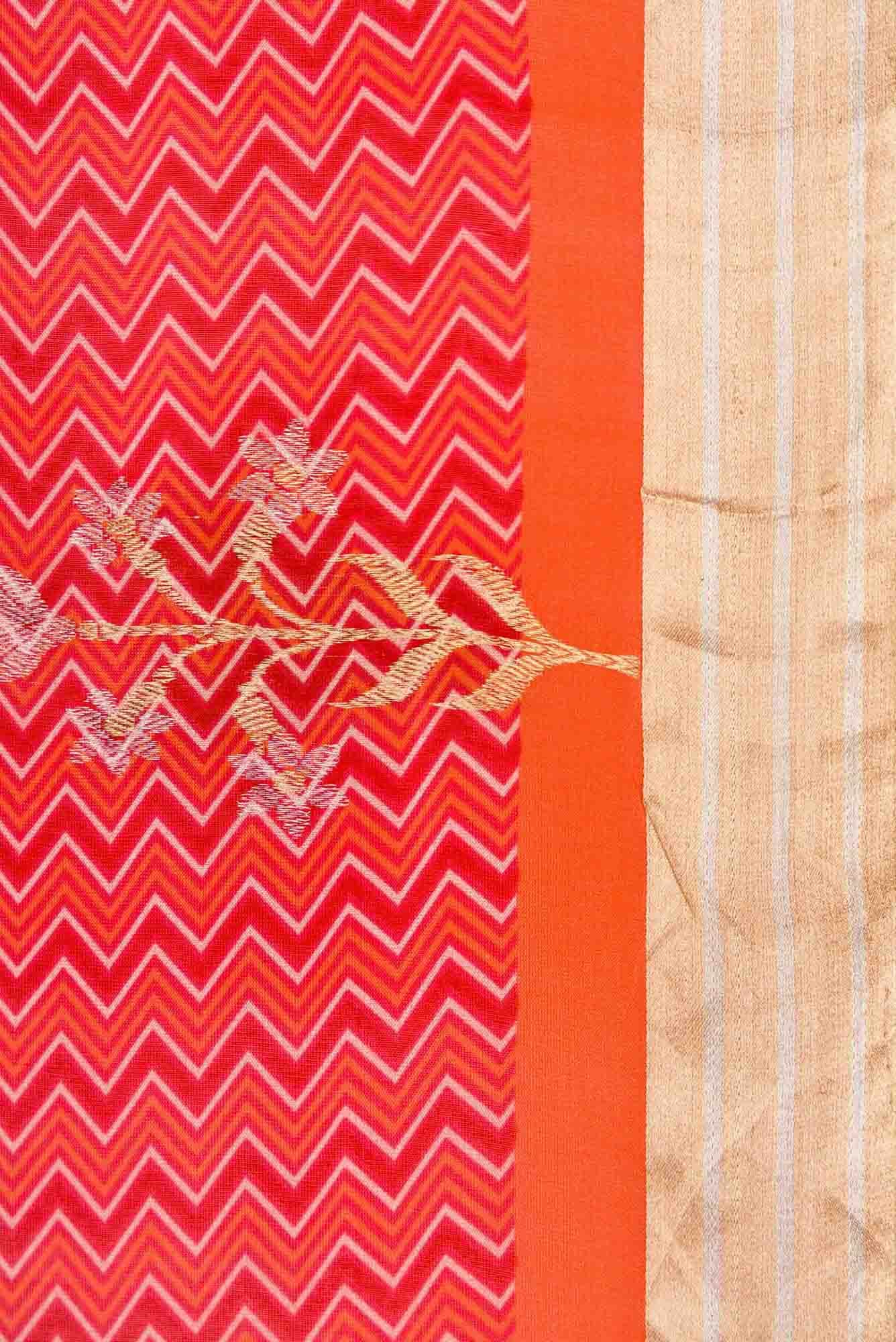 Orange Dual Tone Kanjivaram Silk Saree - Image 5