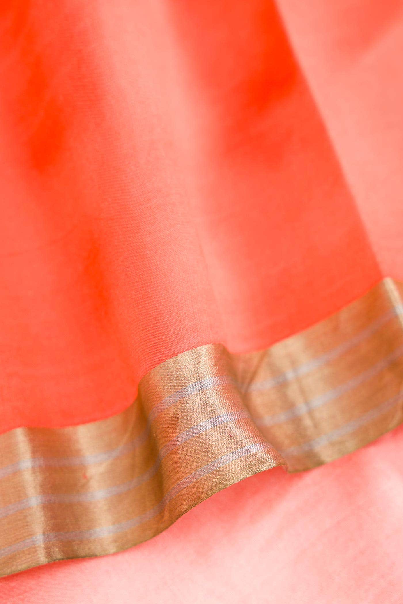 Orange Dual Tone Kanjivaram Silk Saree - Image 6