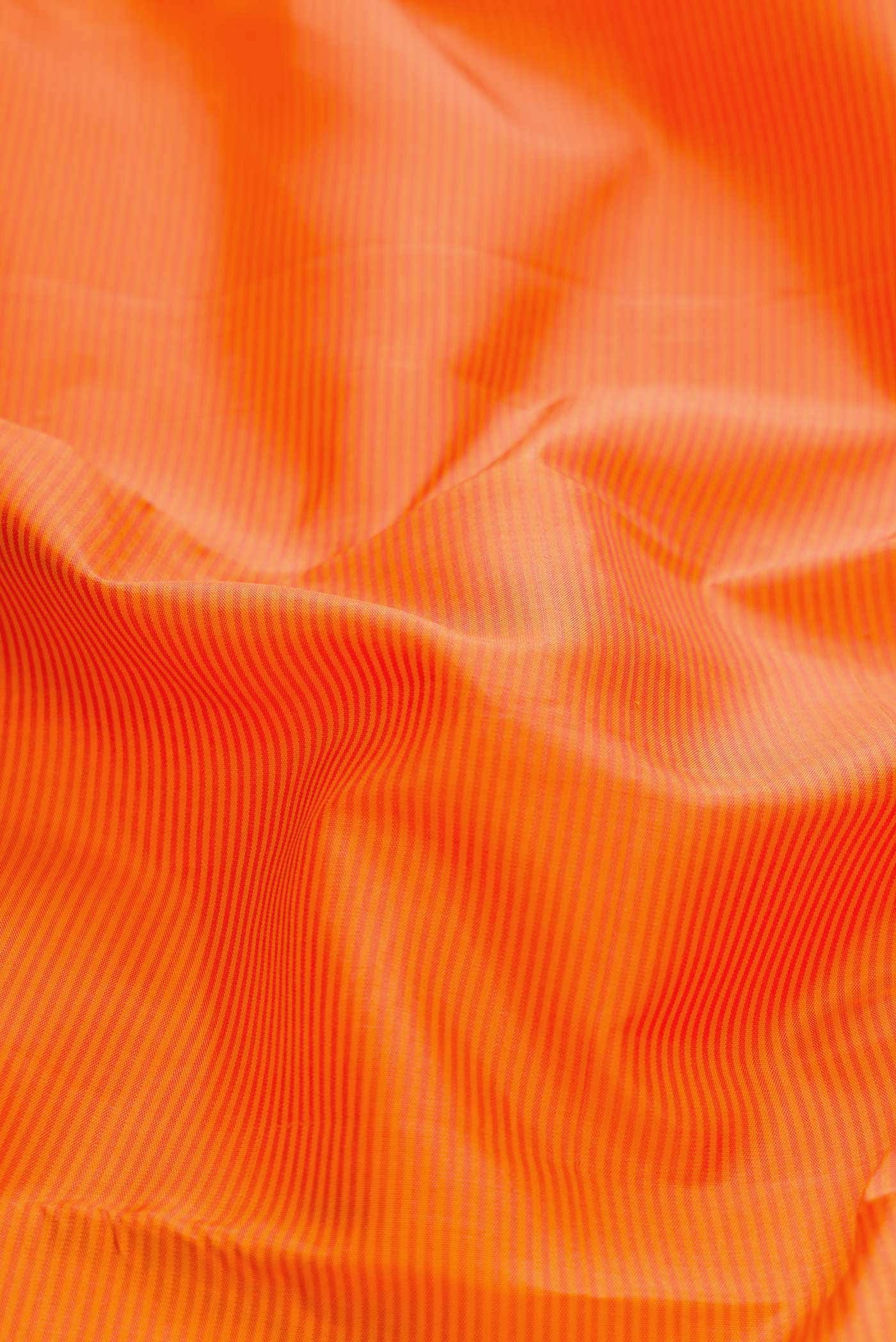 Orange Dual Tone Kanjivaram Silk Saree - Image 3