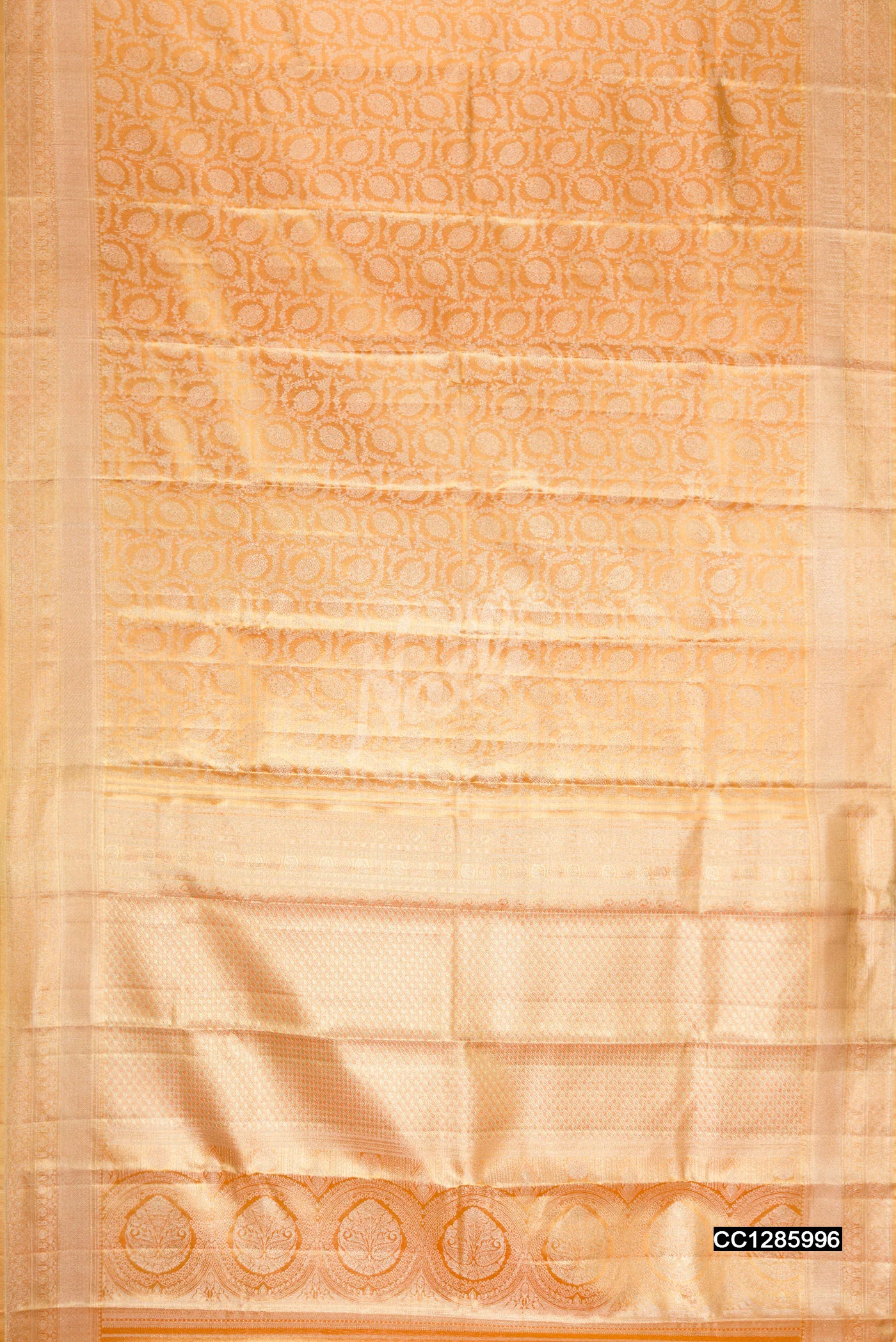 Orange Dual Tone Kanchipuram Tissue Silk Saree