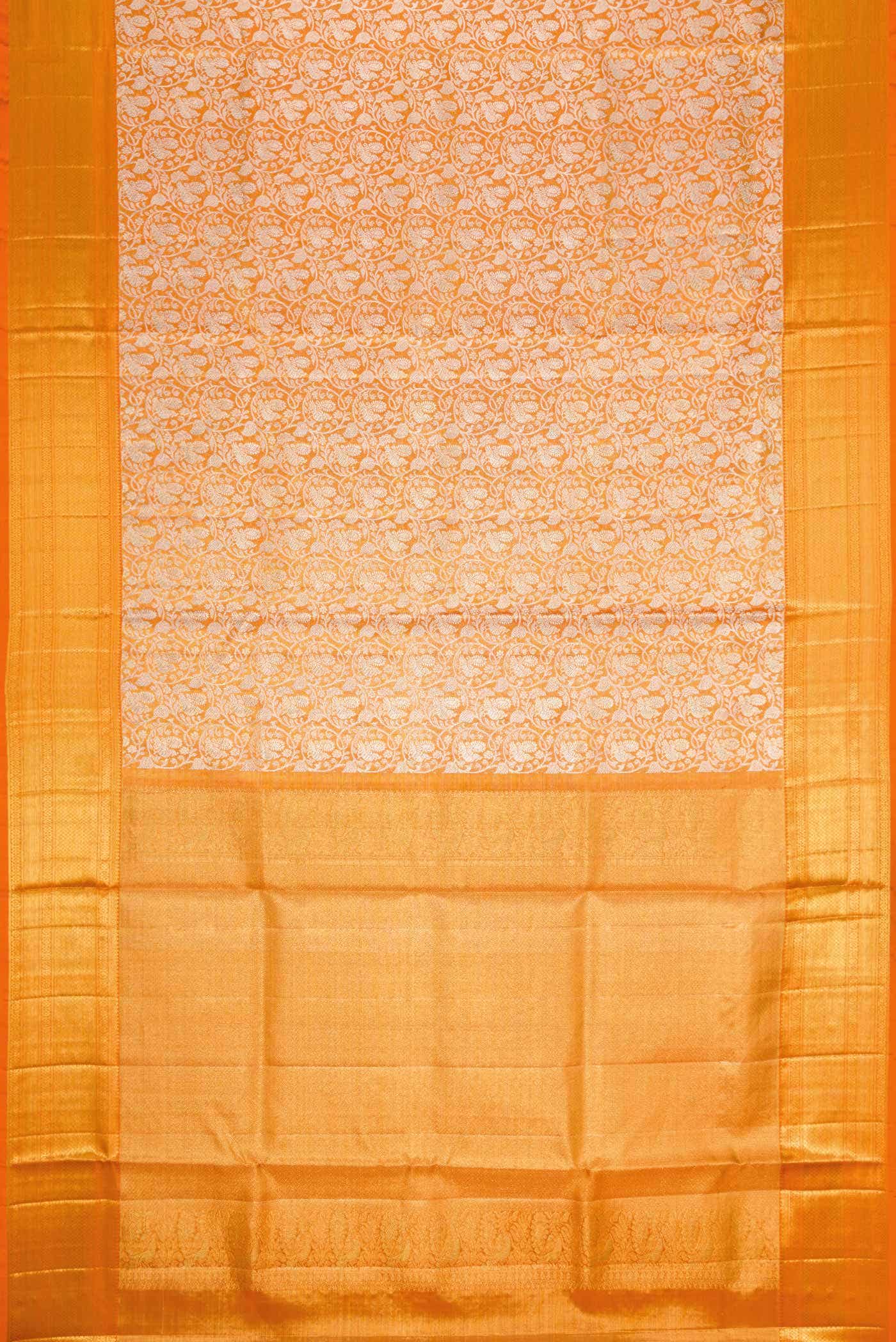 Orange Dual Tone Kanchipuram Tissue Silk Saree - Image 4