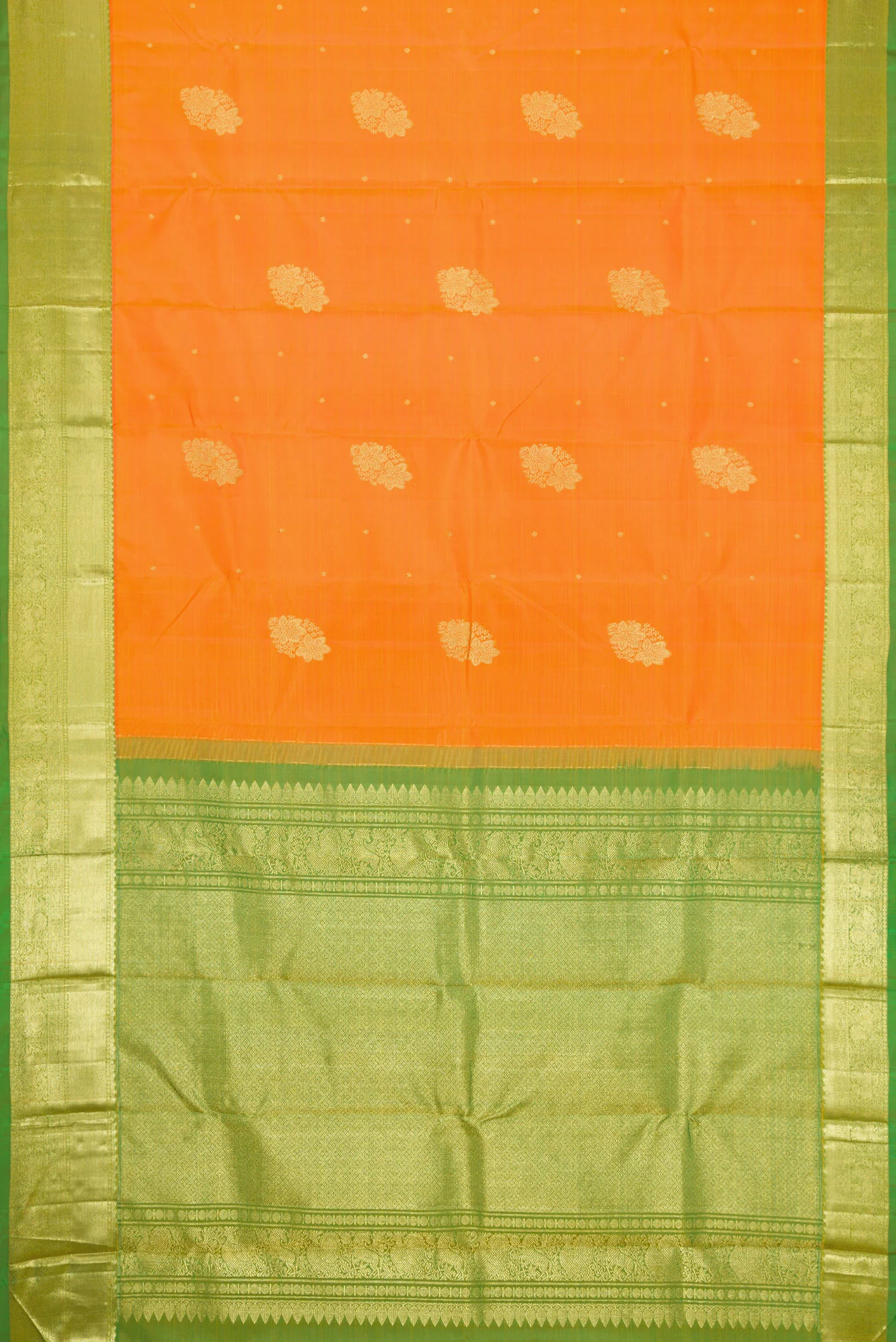 Orange Kanjivaram Silk Saree - Image 6