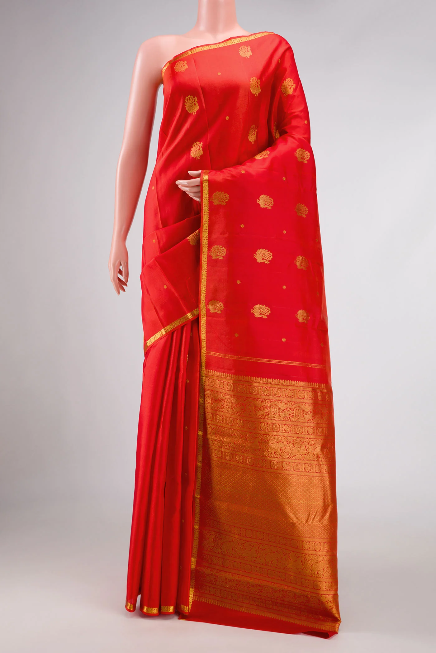 Orange Dual Tone Kanjivaram Silk Saree