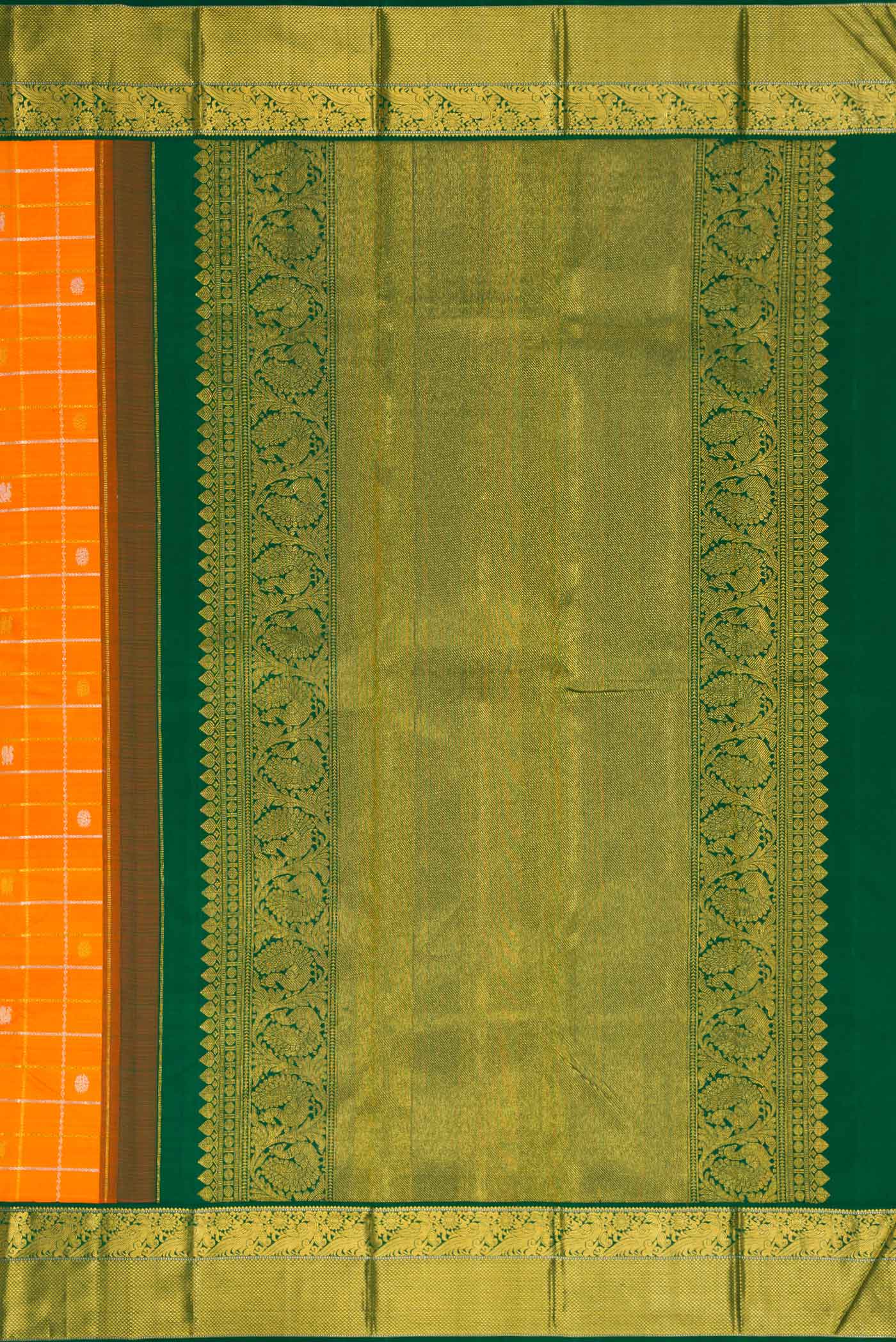 Orange Dual Tone Kanjivaram Silk Saree - Image 7
