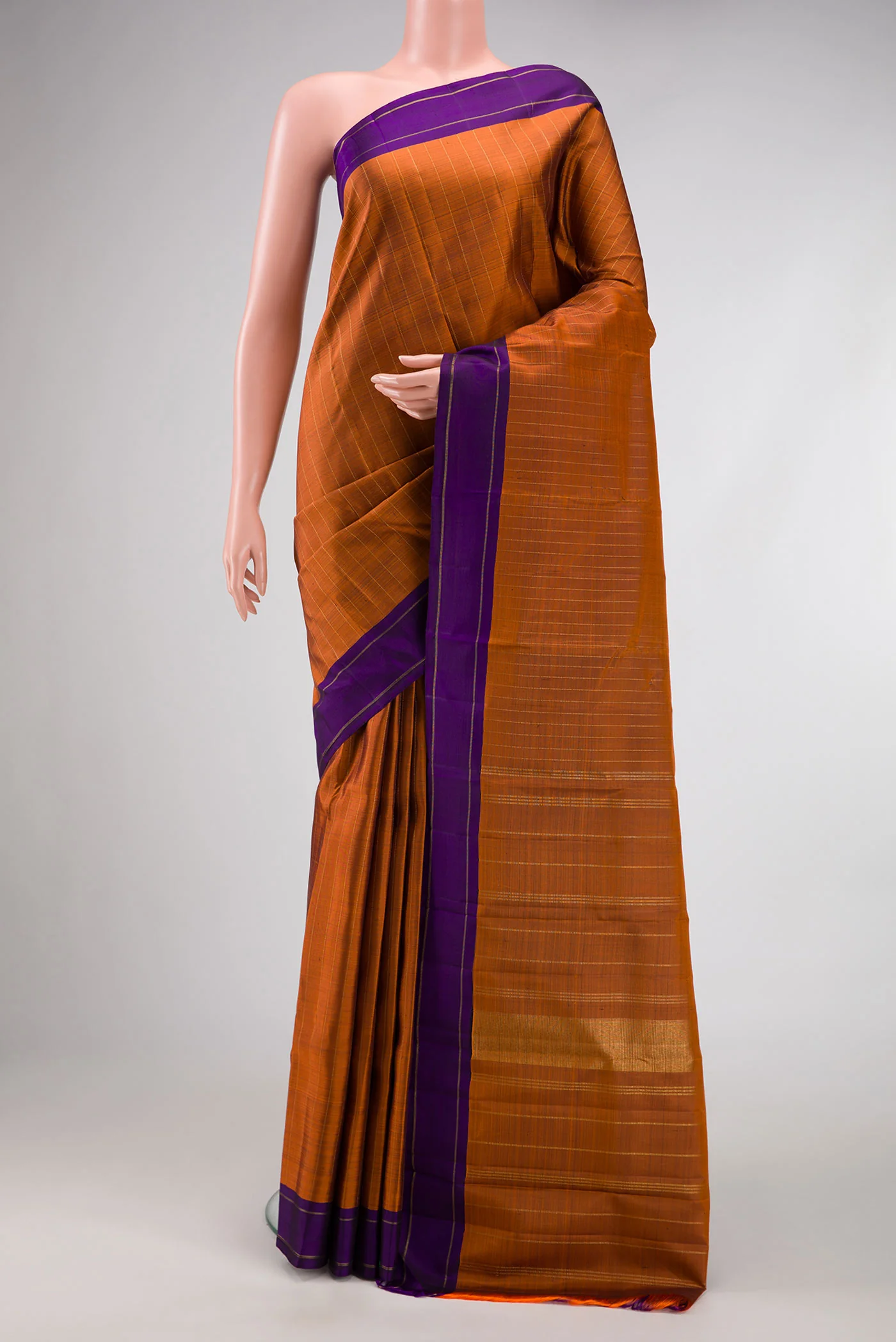 Pure Silk Pure Zari Brown Kanjivaram Saree