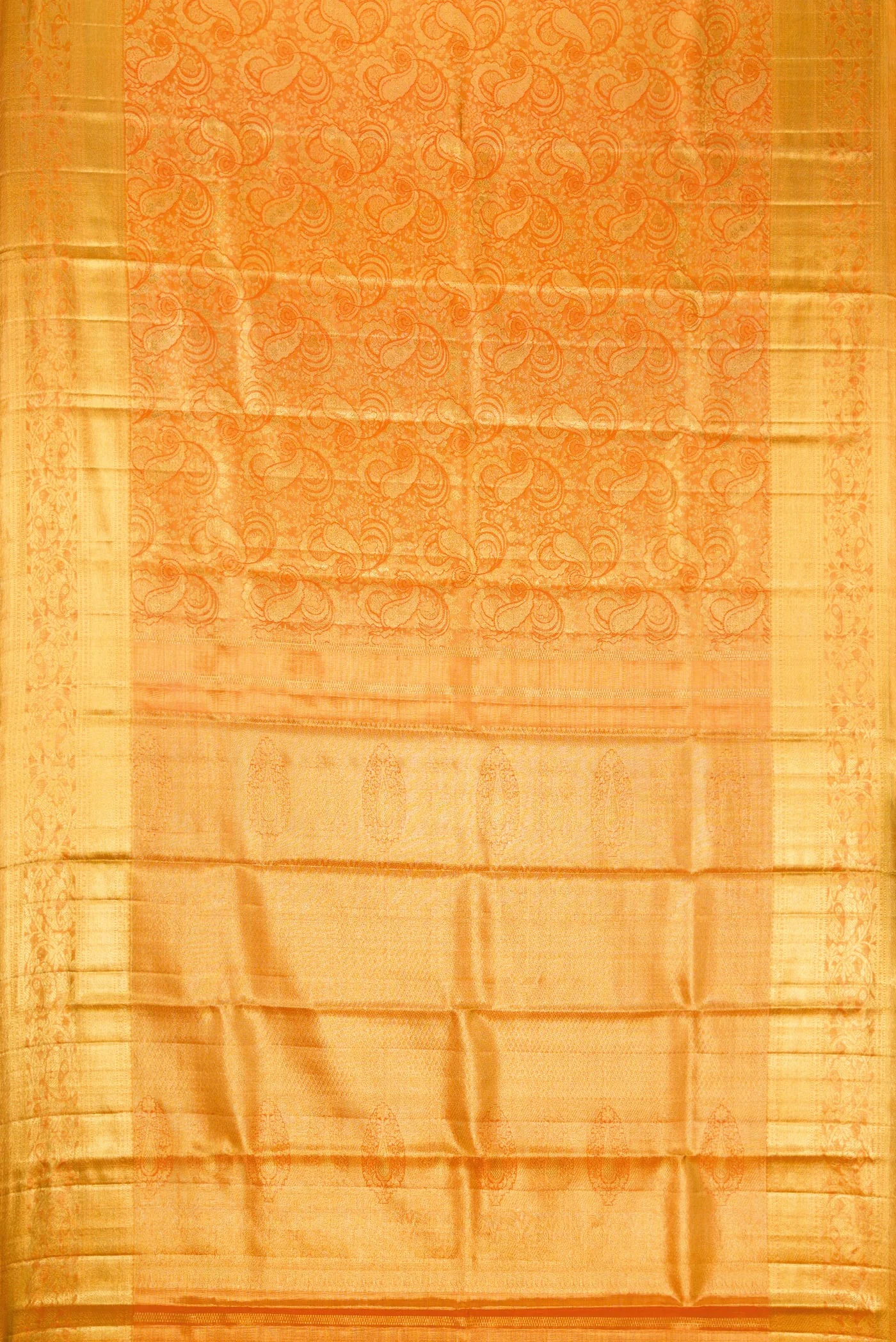 Yellow Dual Tone Kanjivaram Tissue Silk Saree - Image 6