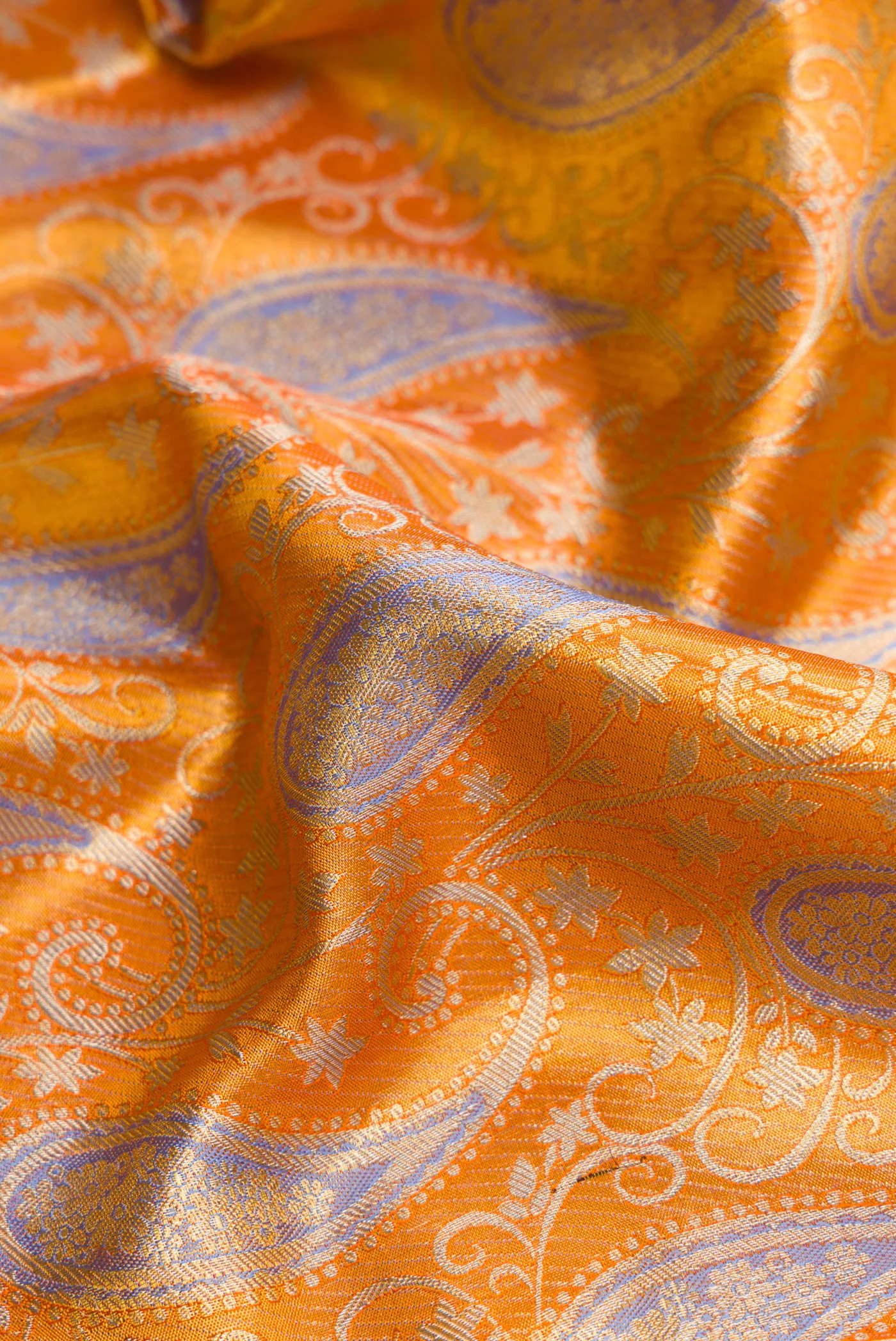 Mustard Dual Tone Kanjivaram Tissue Silk Saree - Image 2