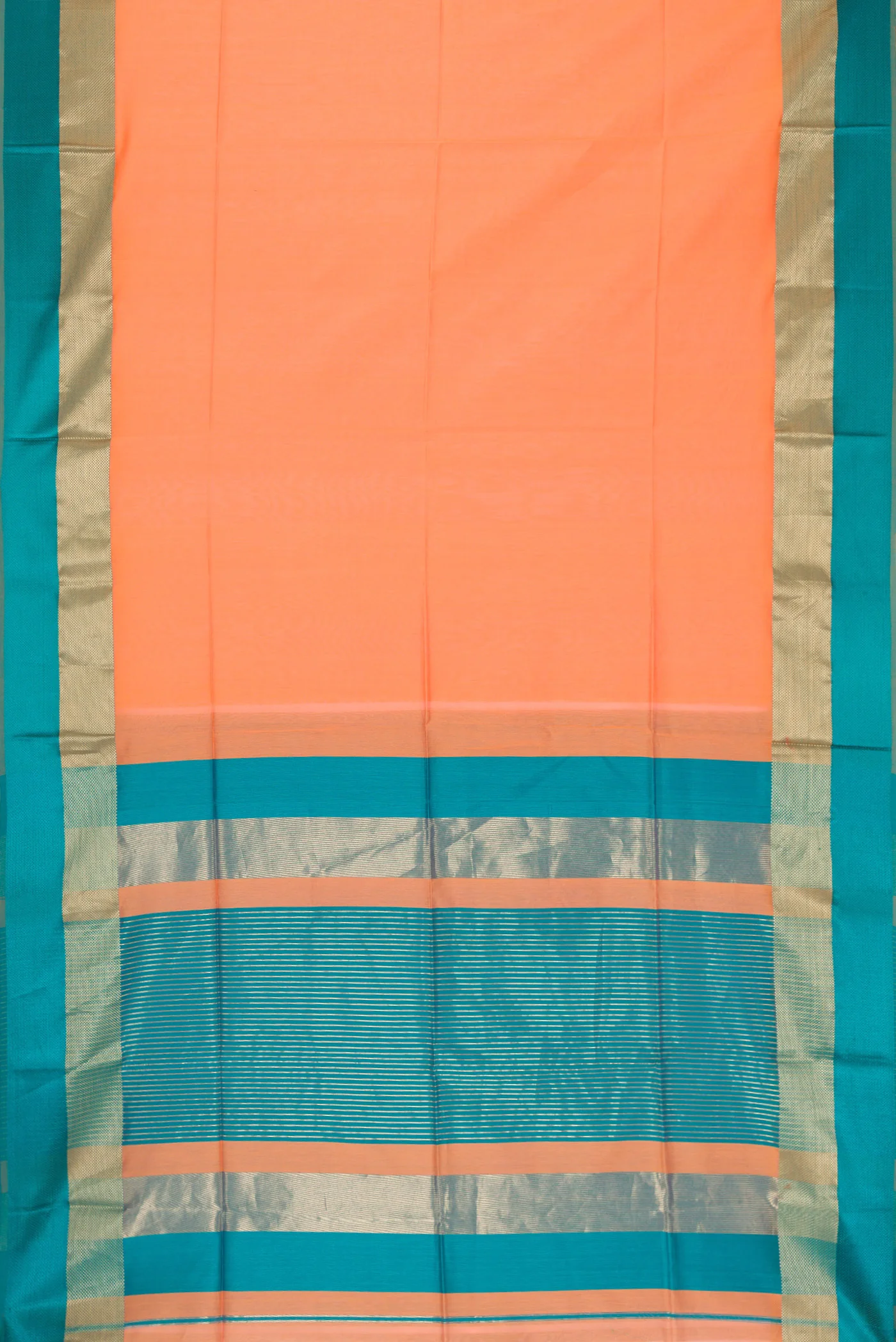 Orange Maheshwari Silk Cotton Saree - Image 3