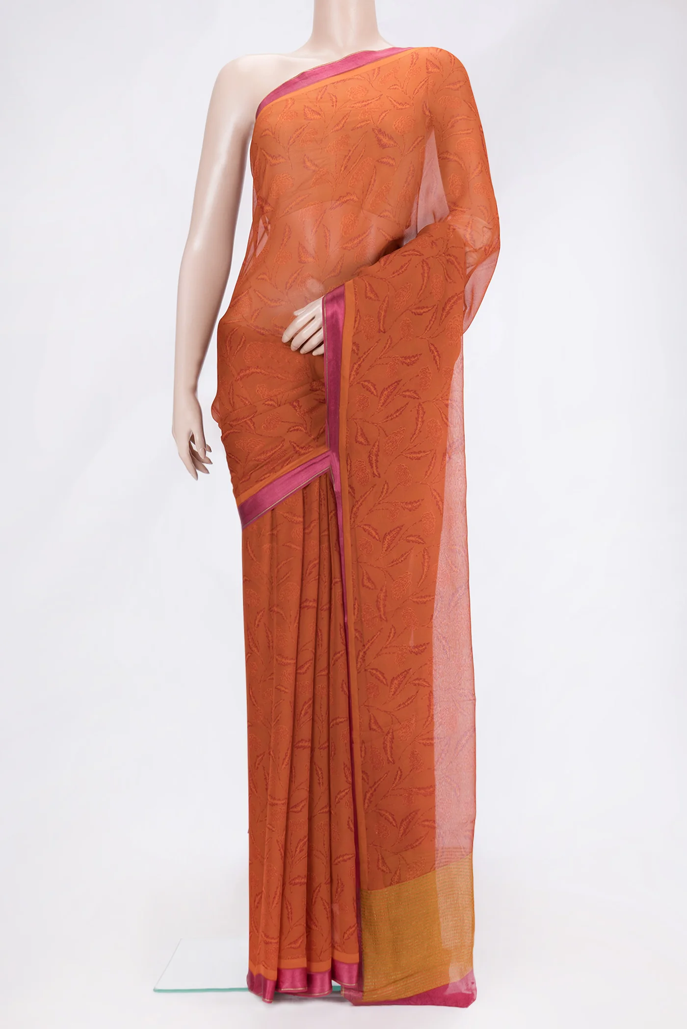 Rust Mysore Chiffon Saree