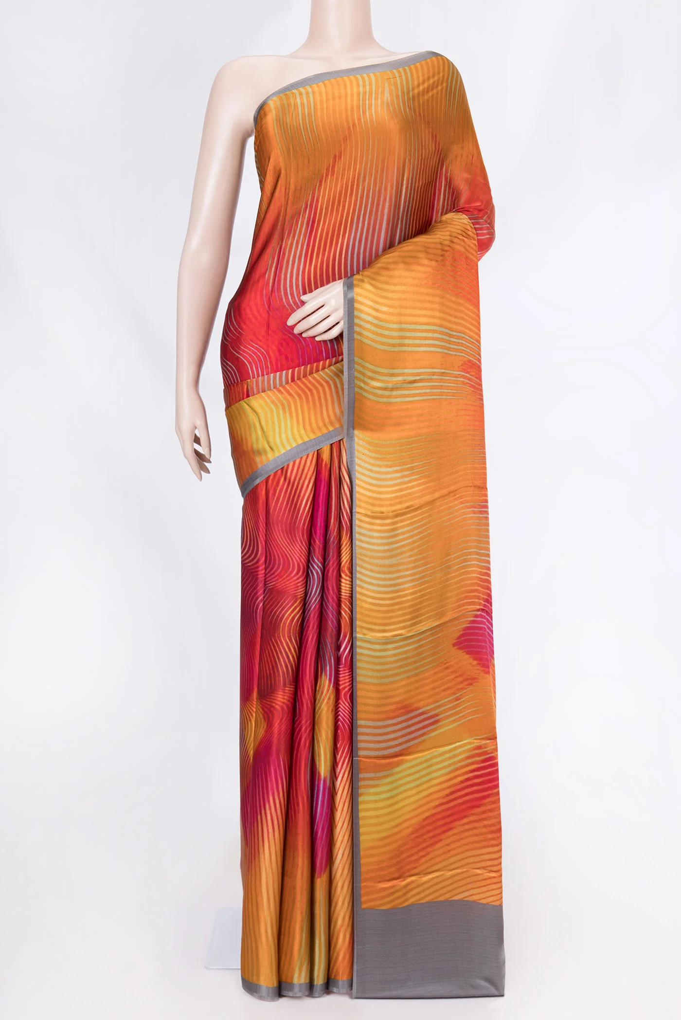 Multi Color Mysore Crepe Saree