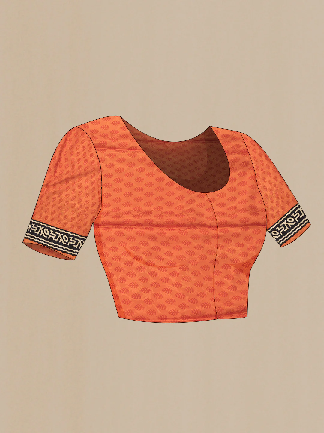 Orange Mysore Crepe Saree - Image 4