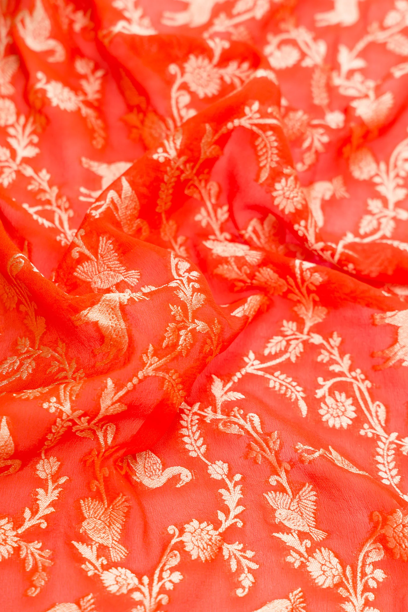 Orange Banarasi Georgette Saree - Image 2
