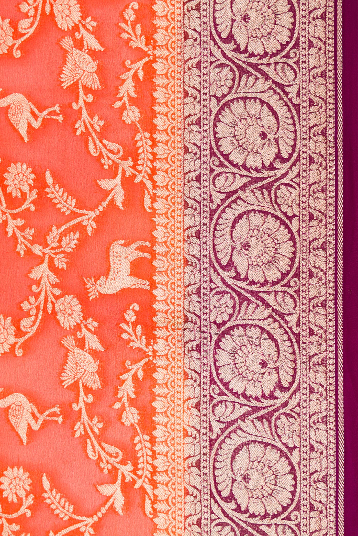 Orange Banarasi Georgette Saree - Image 3