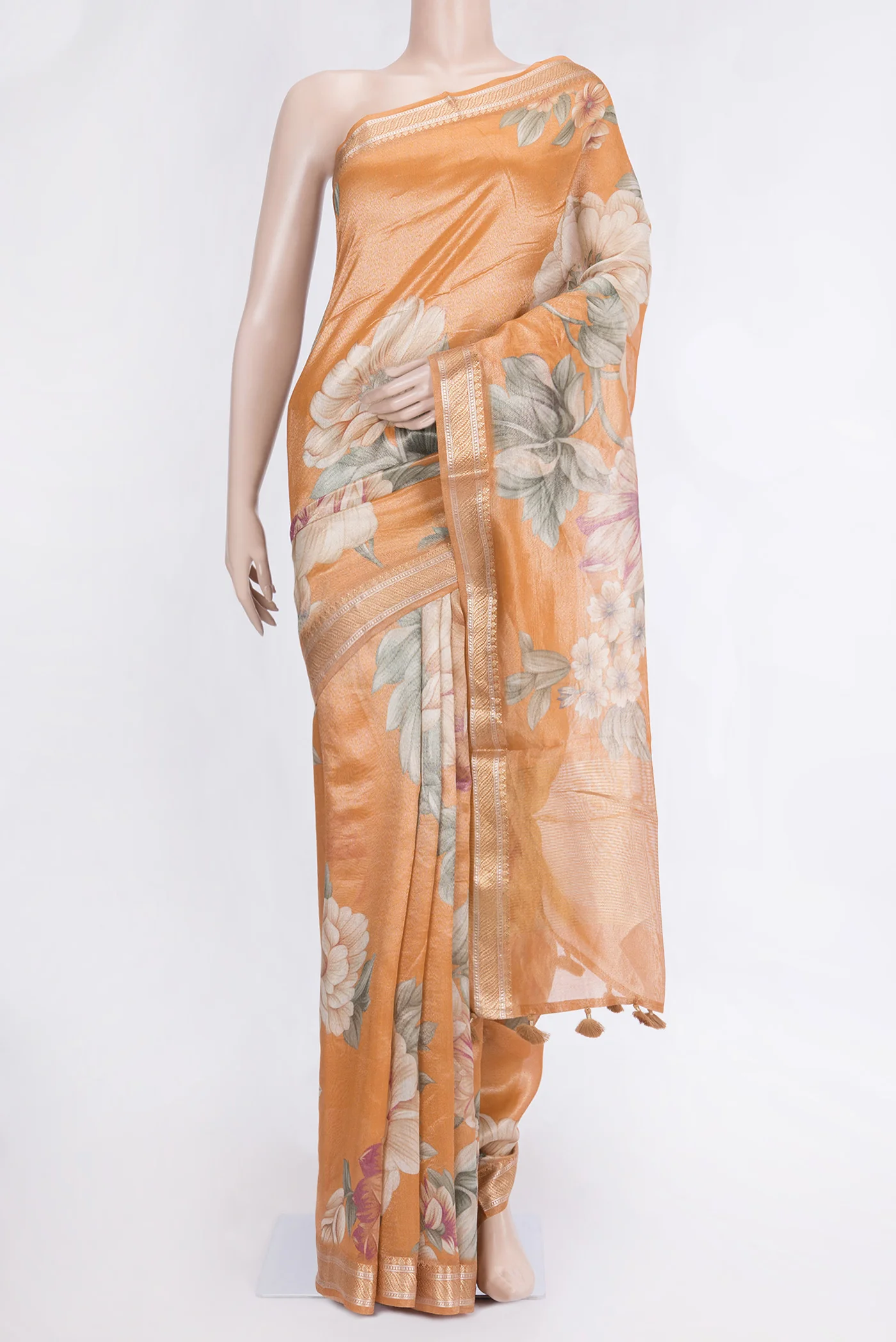 Orange Dual Tone Organza Silk Saree