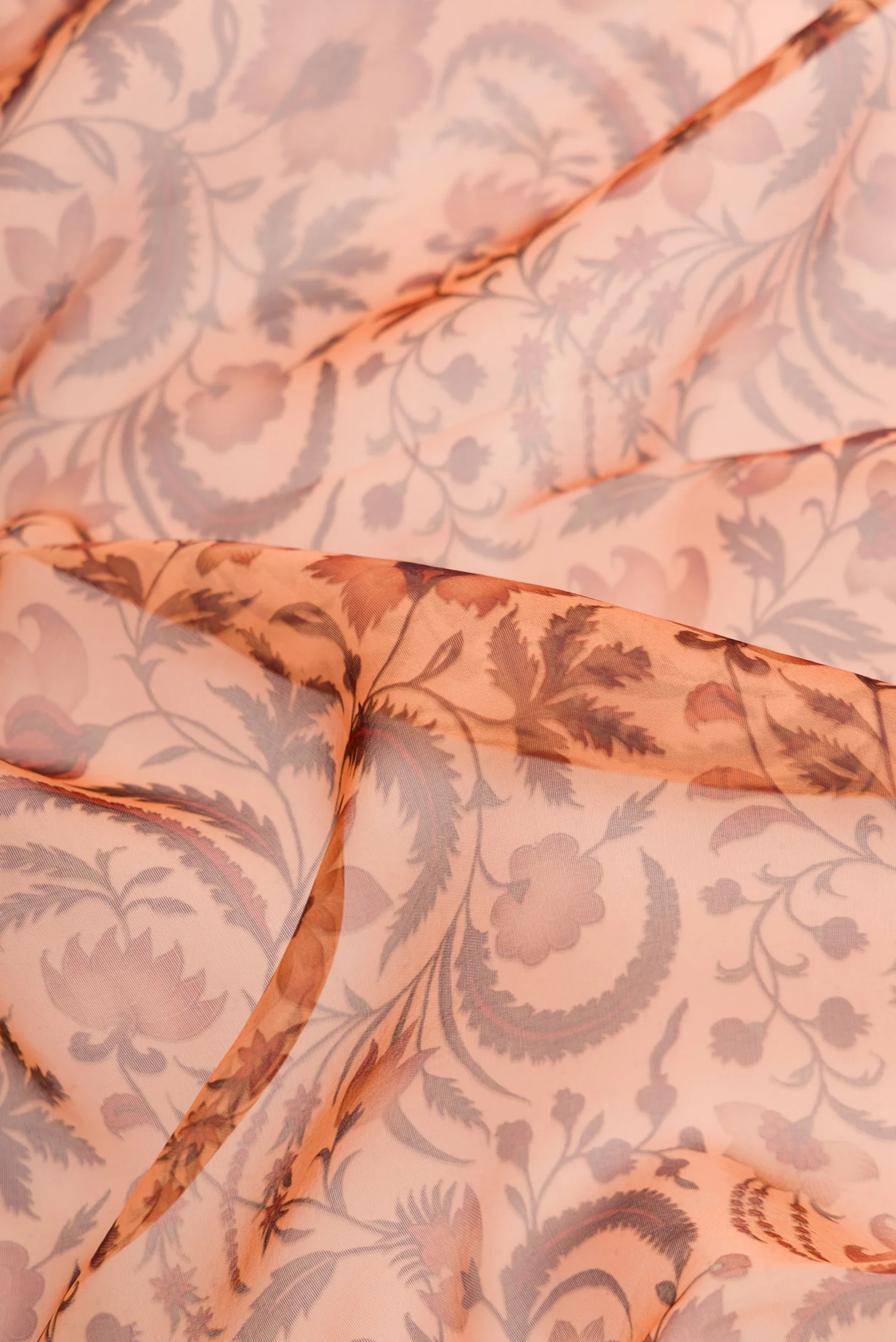 Coral Organza Silk Saree - Image 2