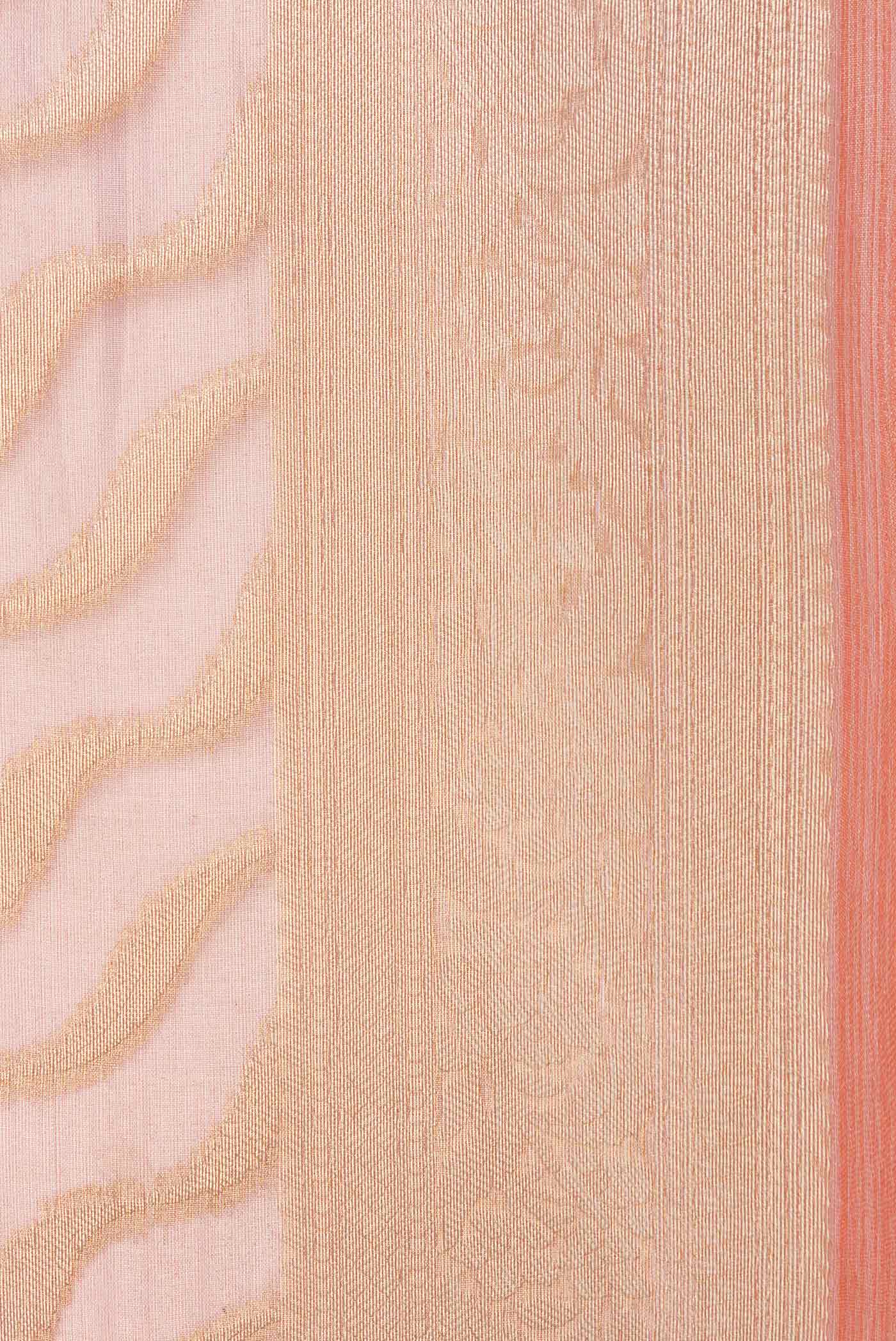 Peach with Gold Color Organza Silk Saree - Image 3