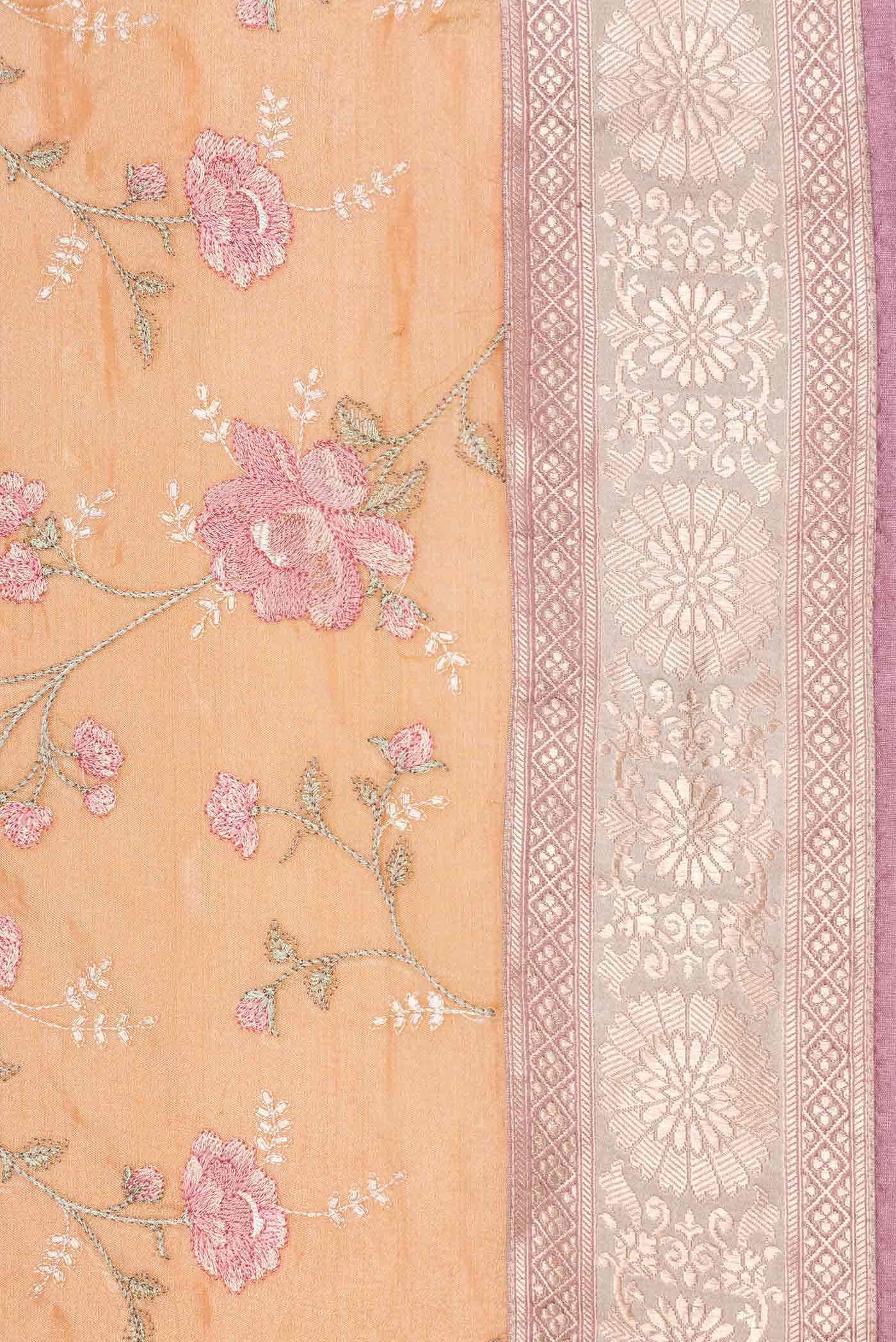 Orange Dual Tone Organza Silk Saree - Image 3