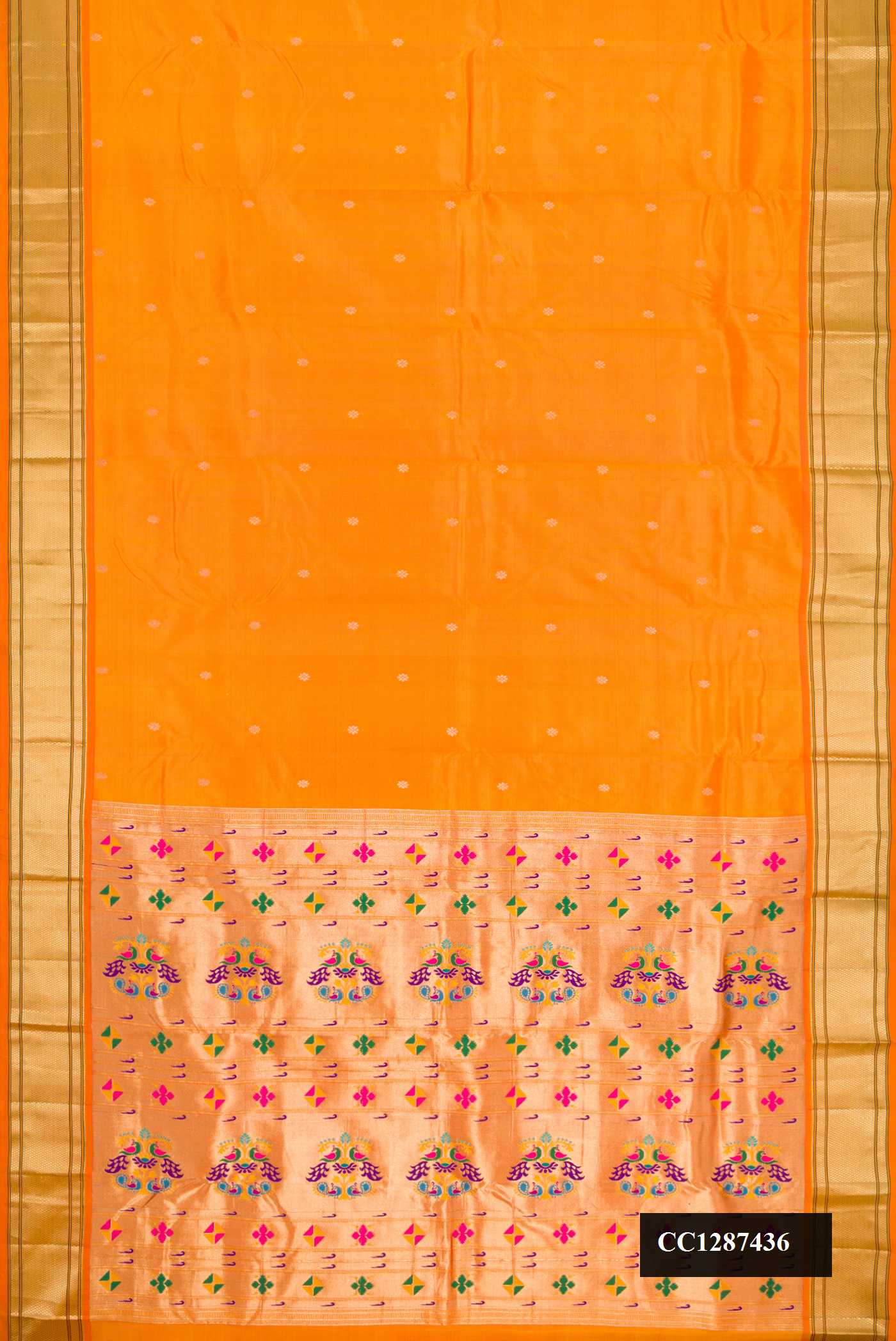 Orange Dual Tone Paithani Silk Saree