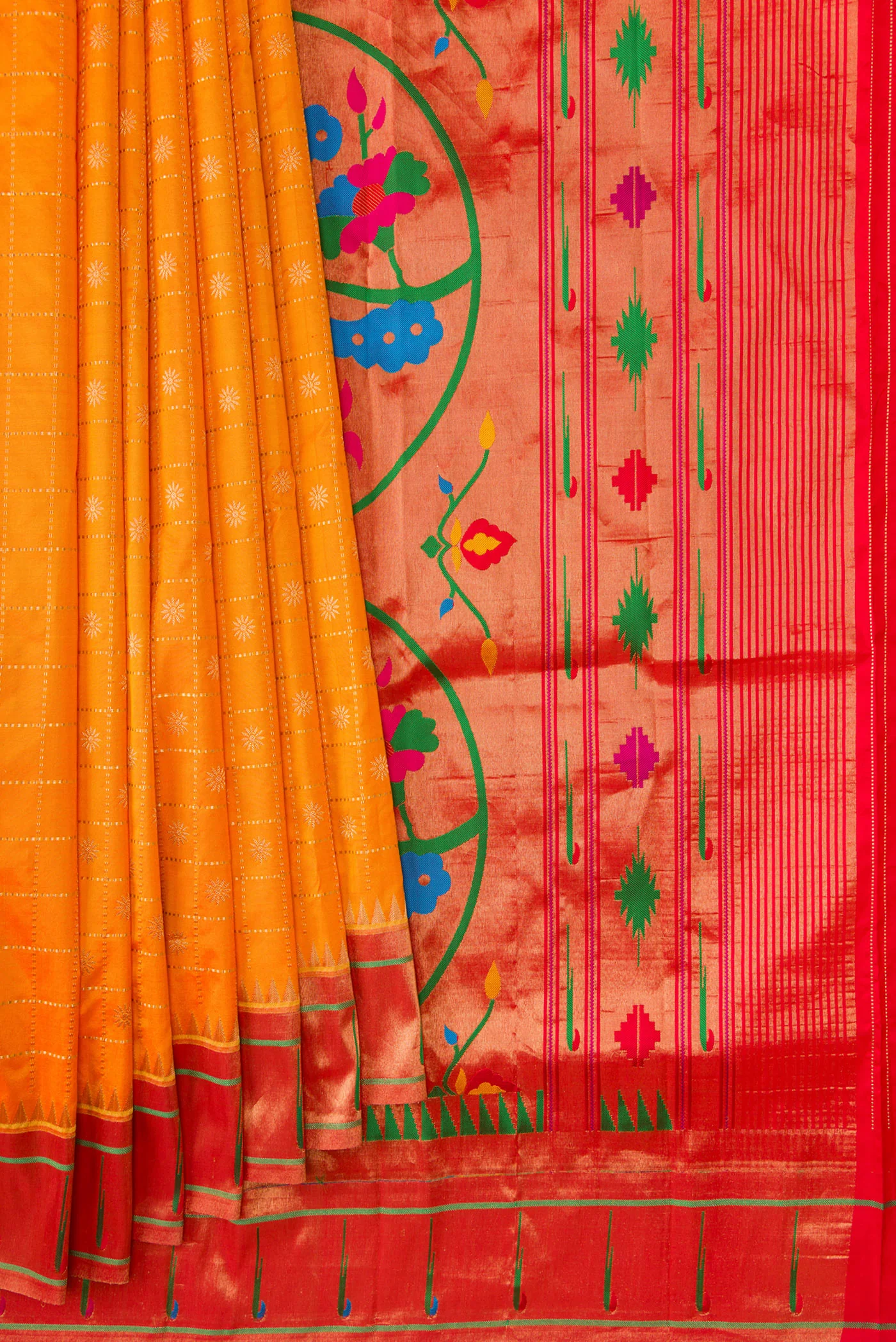 Orange Paithani Silk Saree - Image 4