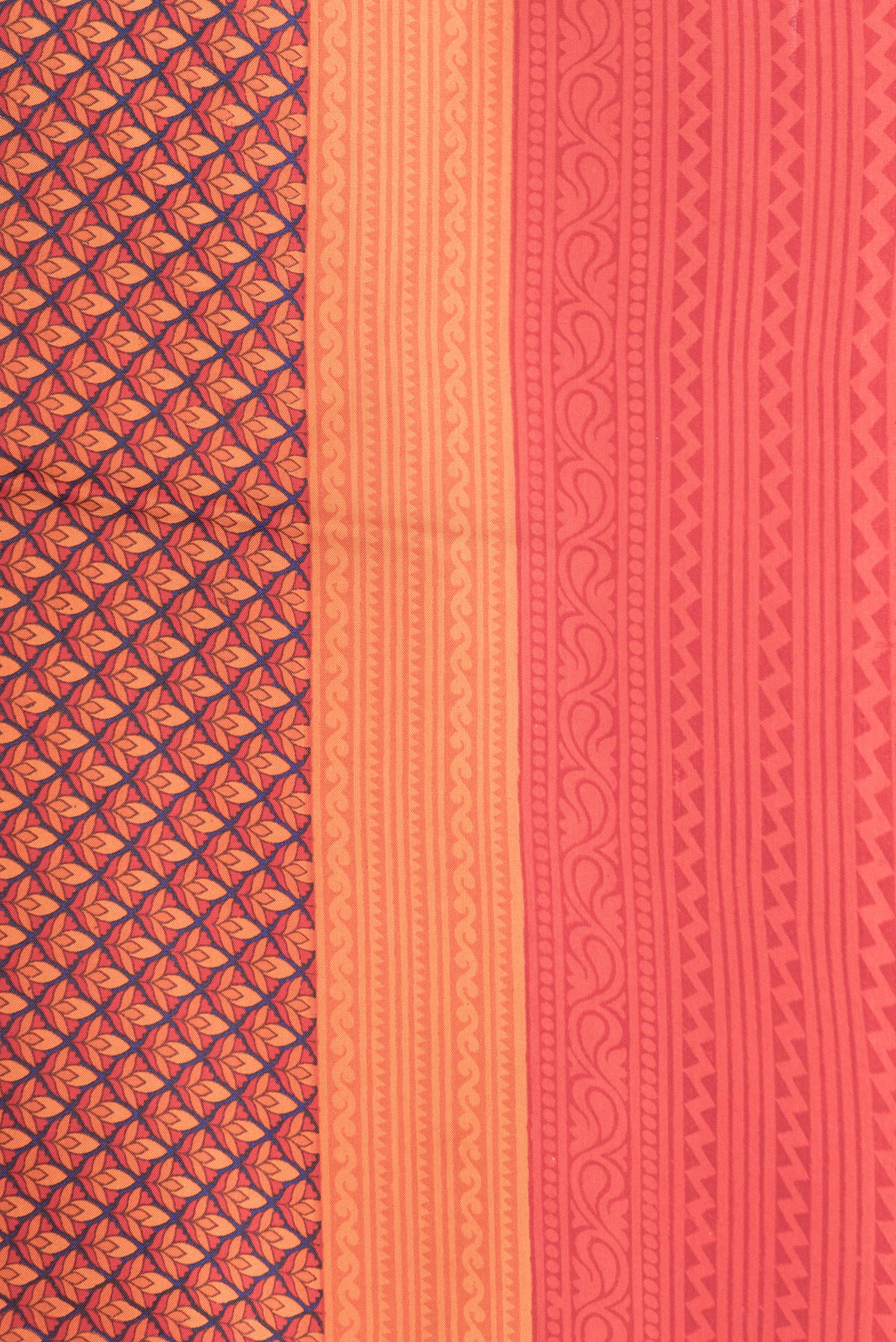 Orange Printed Silk Saree - Image 3