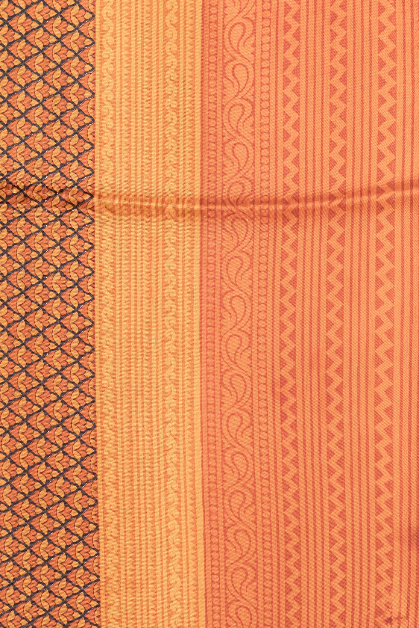Orange Printed Silk Saree - Image 3