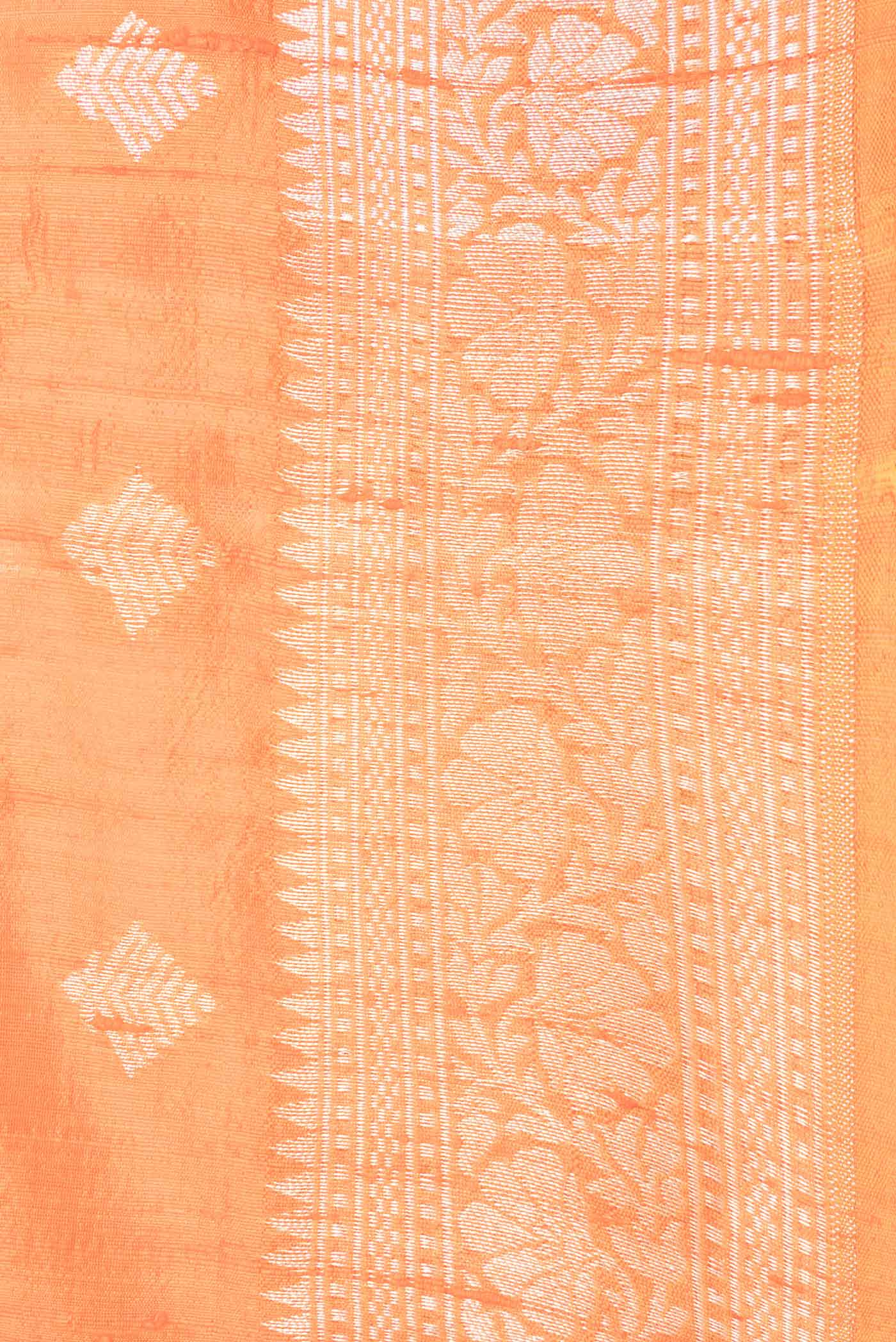 Orange Dual Tone Raw Silk Saree - Image 3