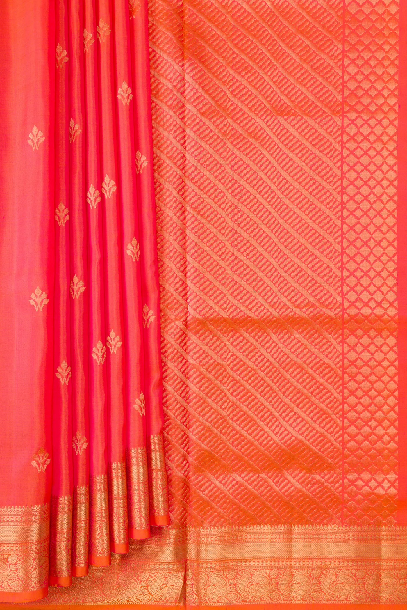 Orange with Pink Color Soft Silk Saree - Image 4