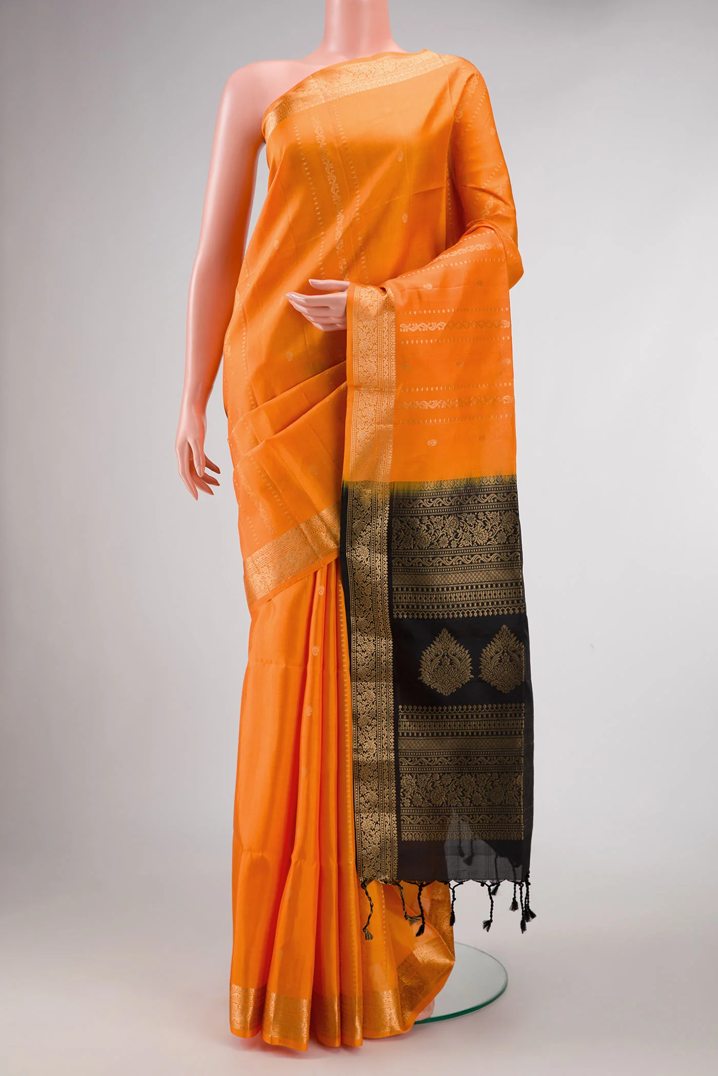 Orange Dual Tone Soft Silk Saree