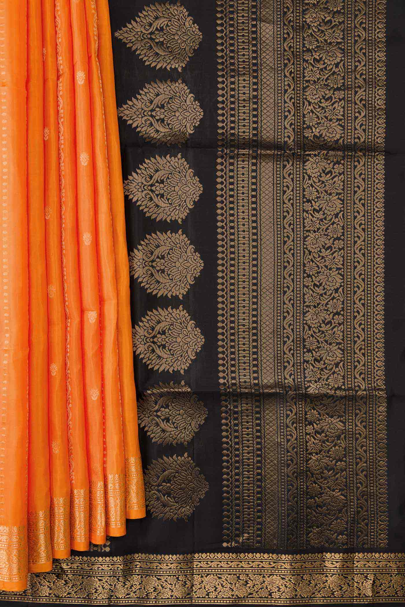 Orange Dual Tone Soft Silk Saree - Image 4