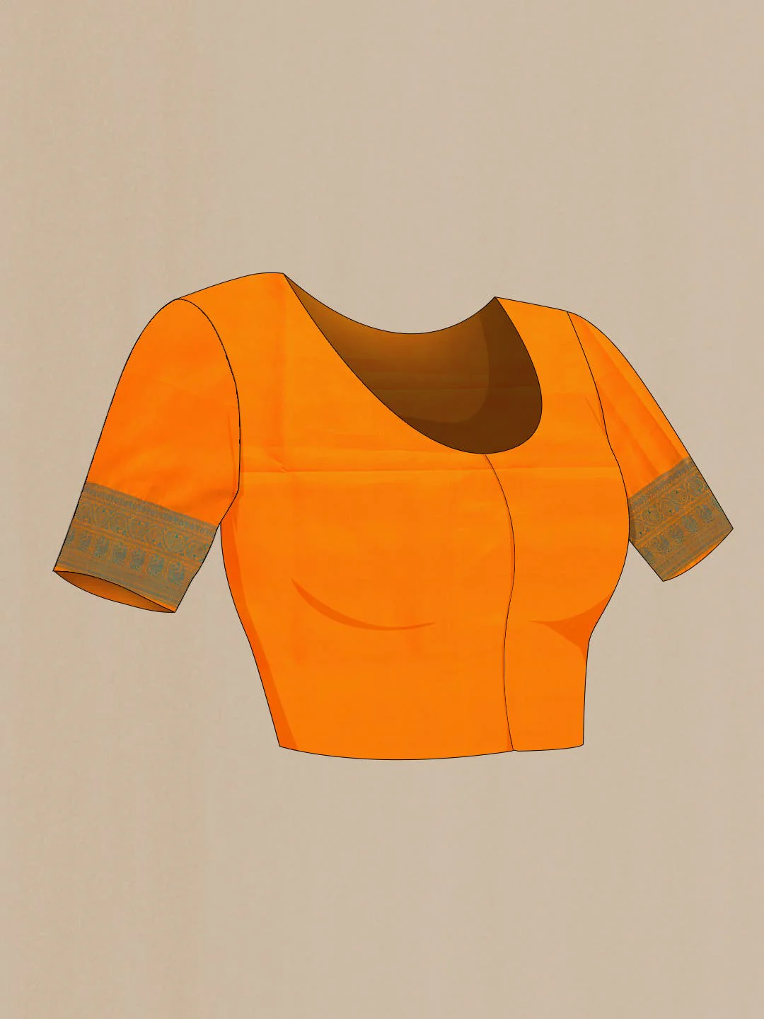 Orange Dual Tone Soft Silk Saree - Image 6