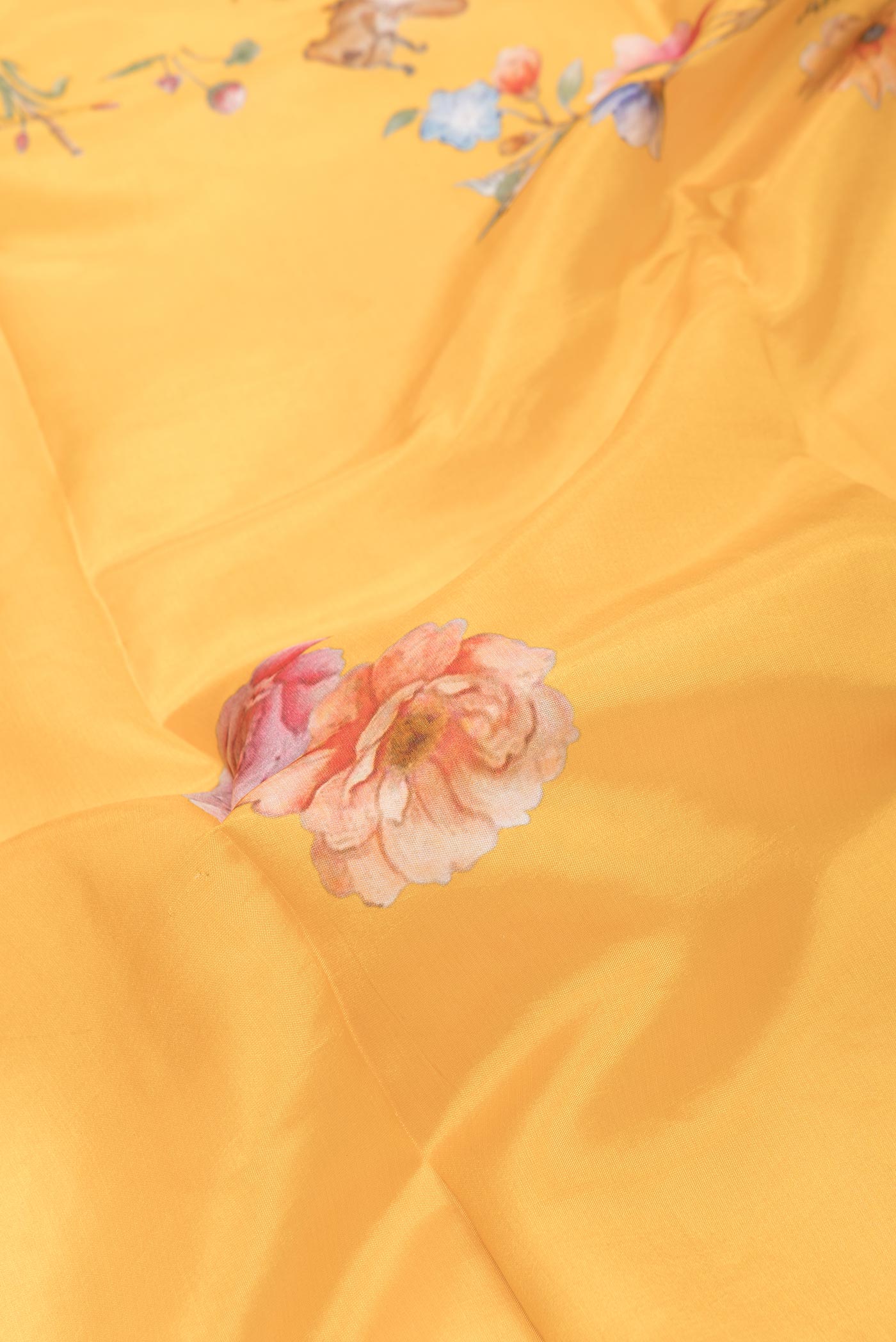 Yellow Tussar Silk Saree - Image 2