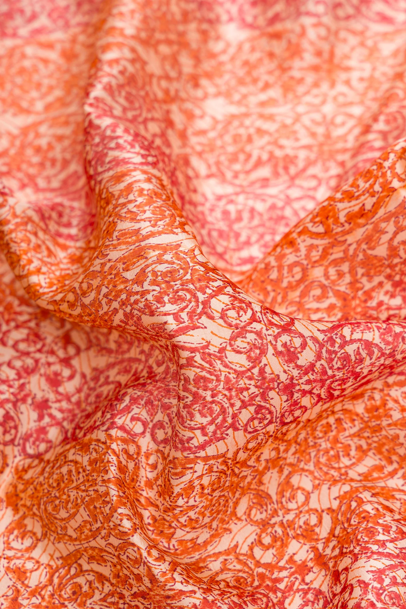 Orange Printed Silk Saree - Image 2