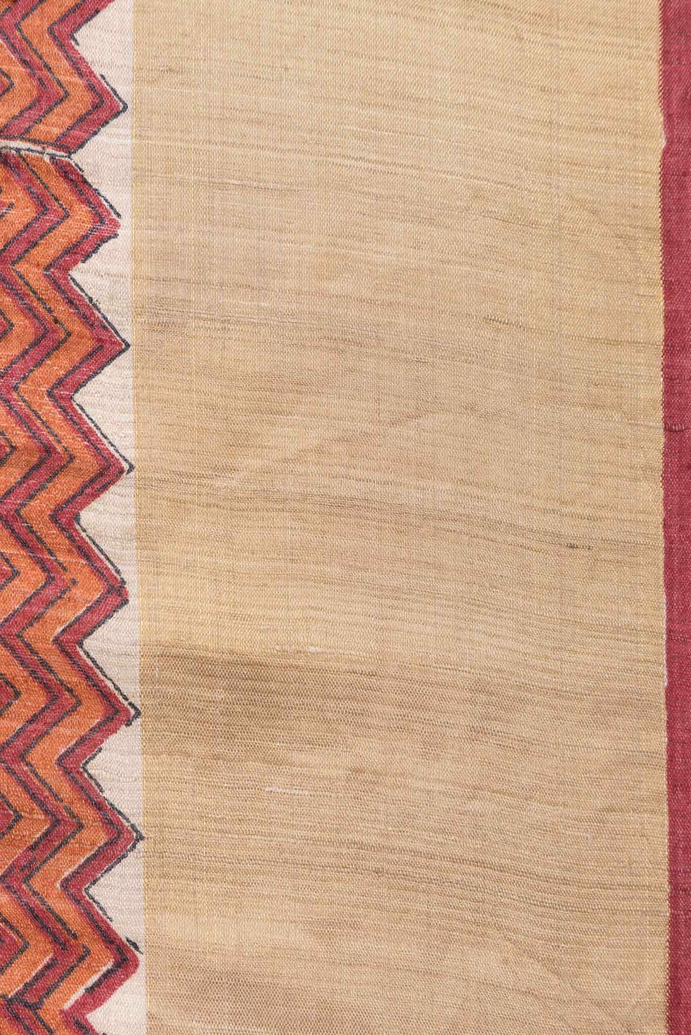 Orange Dual Tone Tussar Silk Saree - Image 3